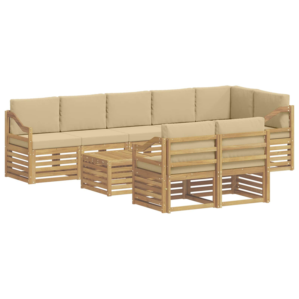 Set vanjskih sofa 9 pcs Bijela i bež 59 x 59 x 37 cm Poliester