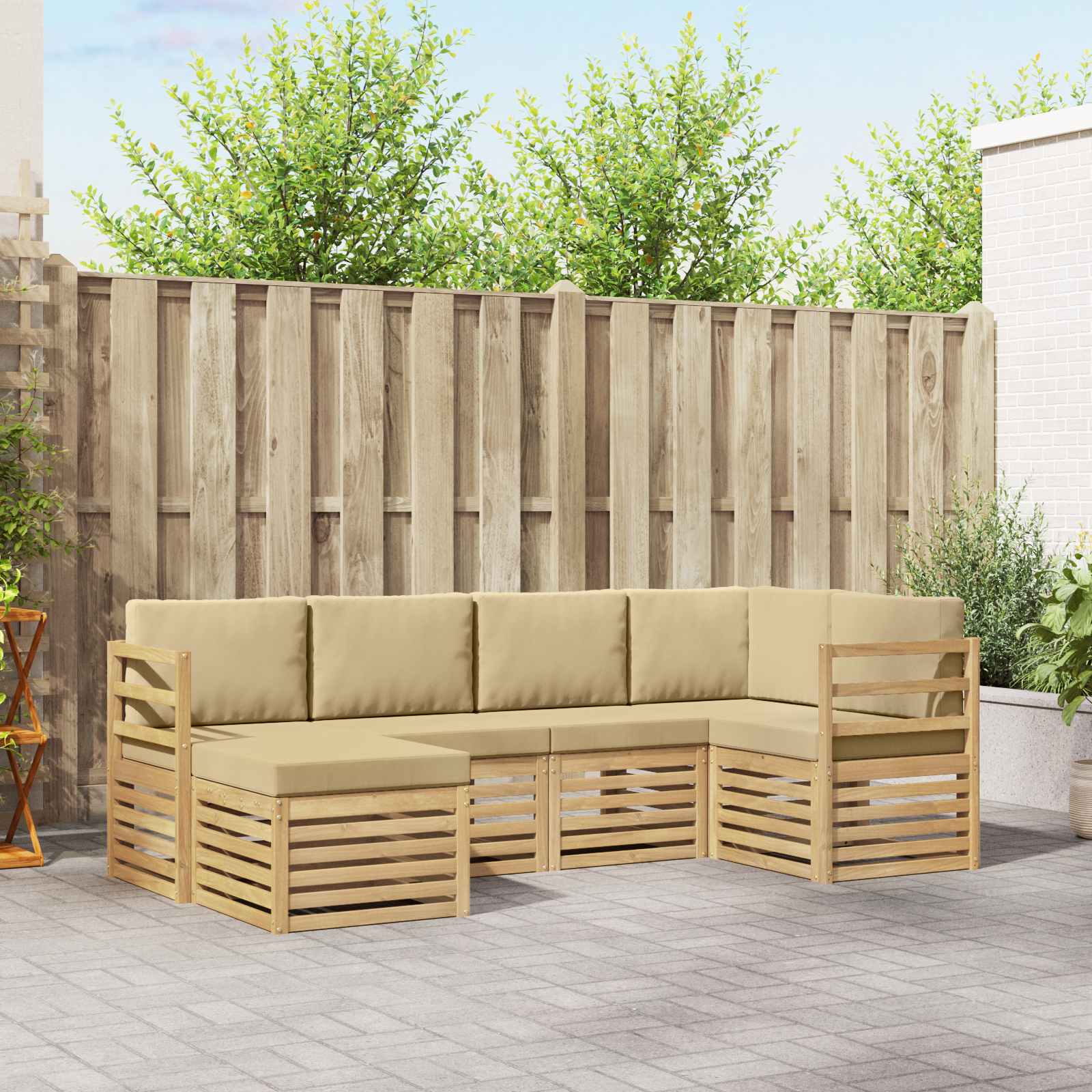 Set vanjskih sofa 6 pcs Bijela i bež Poliester