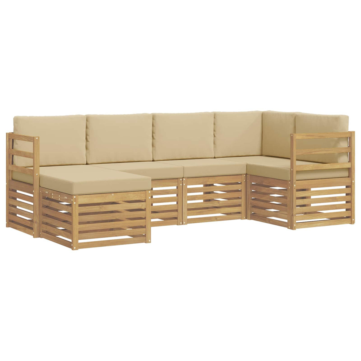 Set vanjskih sofa 6 pcs Bijela i bež Poliester