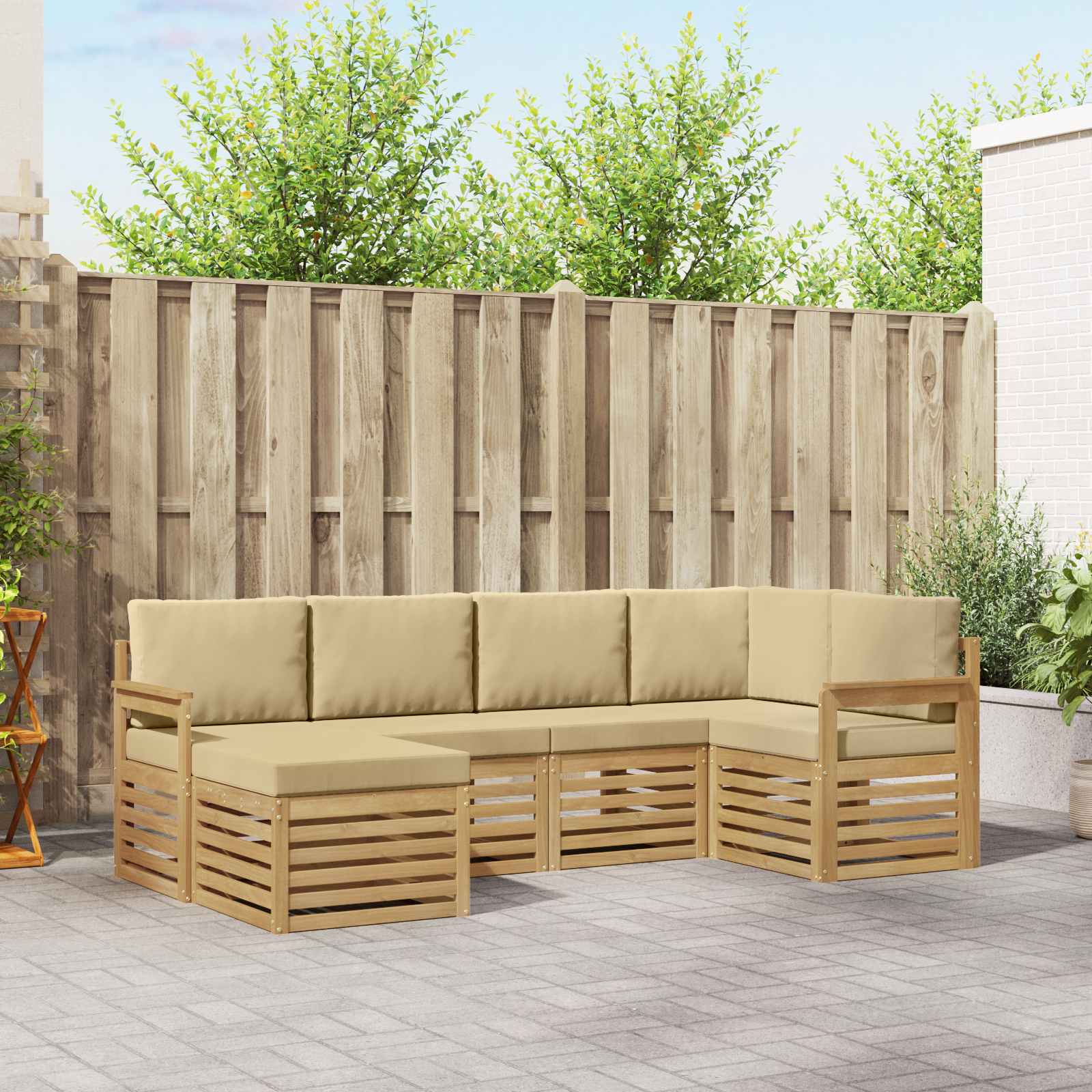 Set vanjskih sofa 6 pcs Bijela i bež 247 x 128,5 x 73 cm