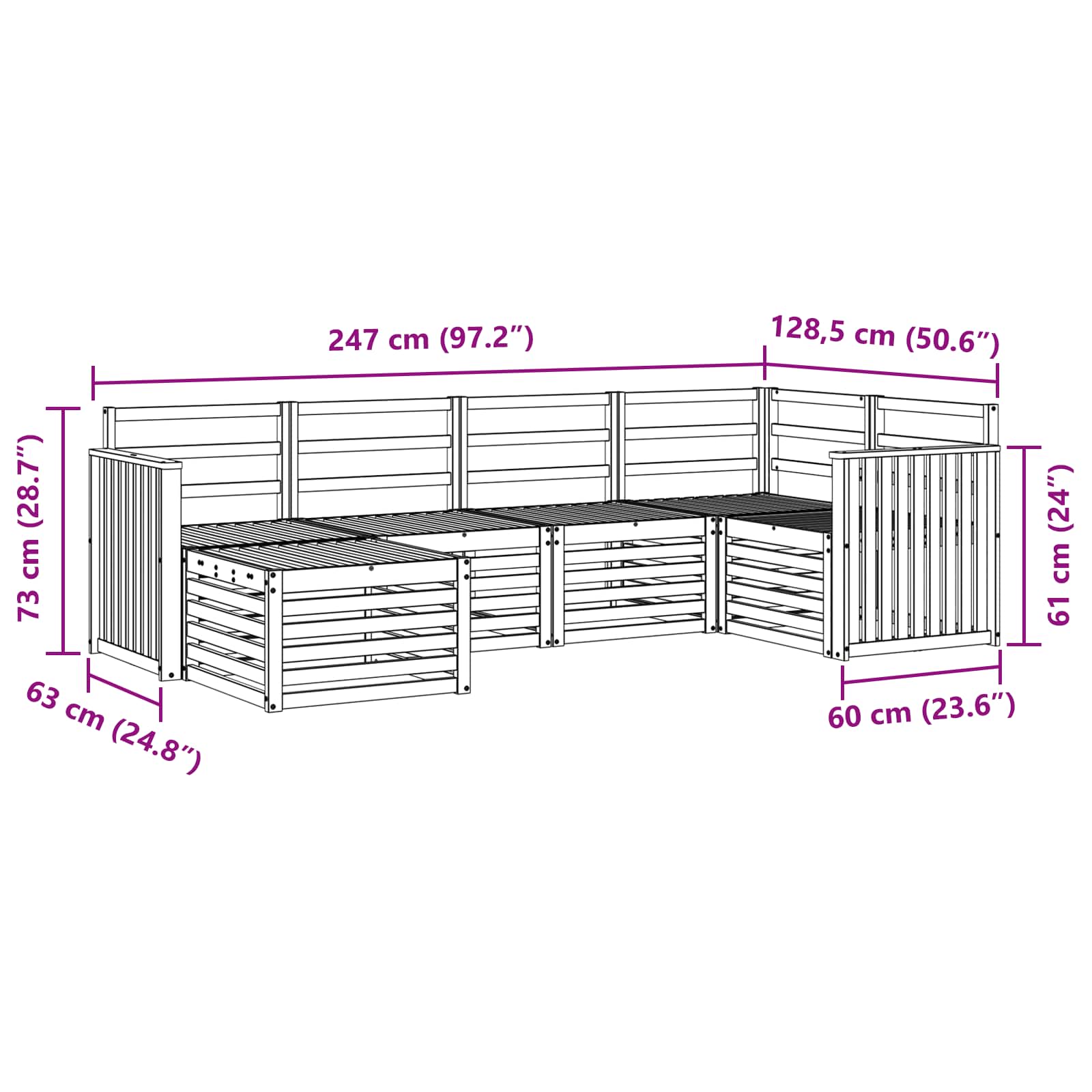 Set vanjskih sofa 6 pcs Bijela Poliester