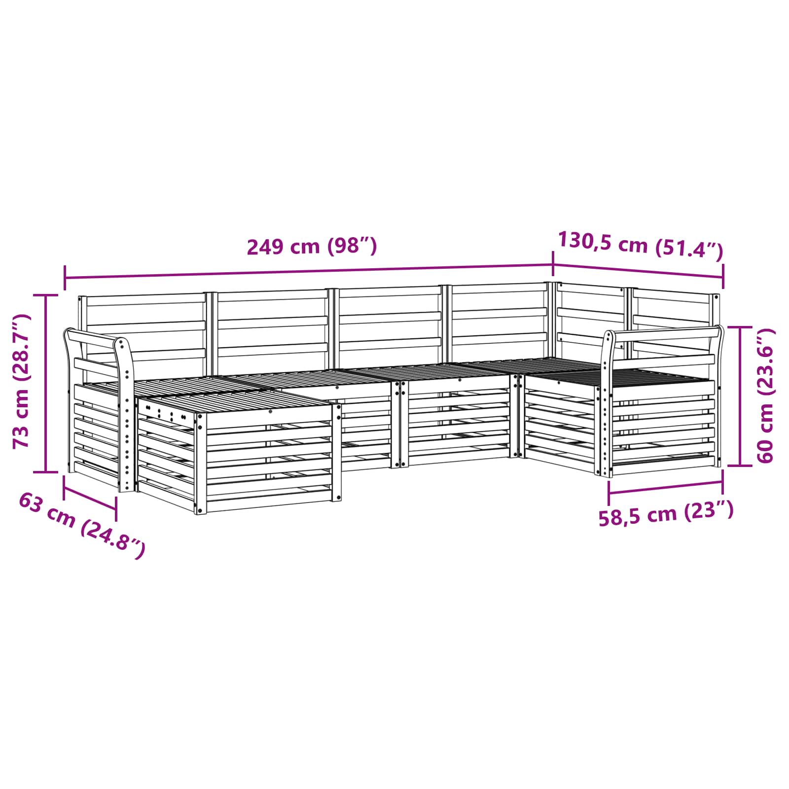 Set vanjskih sofa 6 pcs Bijela Poliester