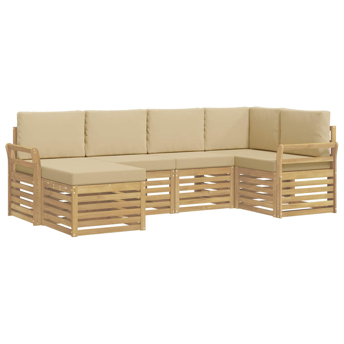 Set vanjskih sofa 6 pcs Bijela i bež Poliester