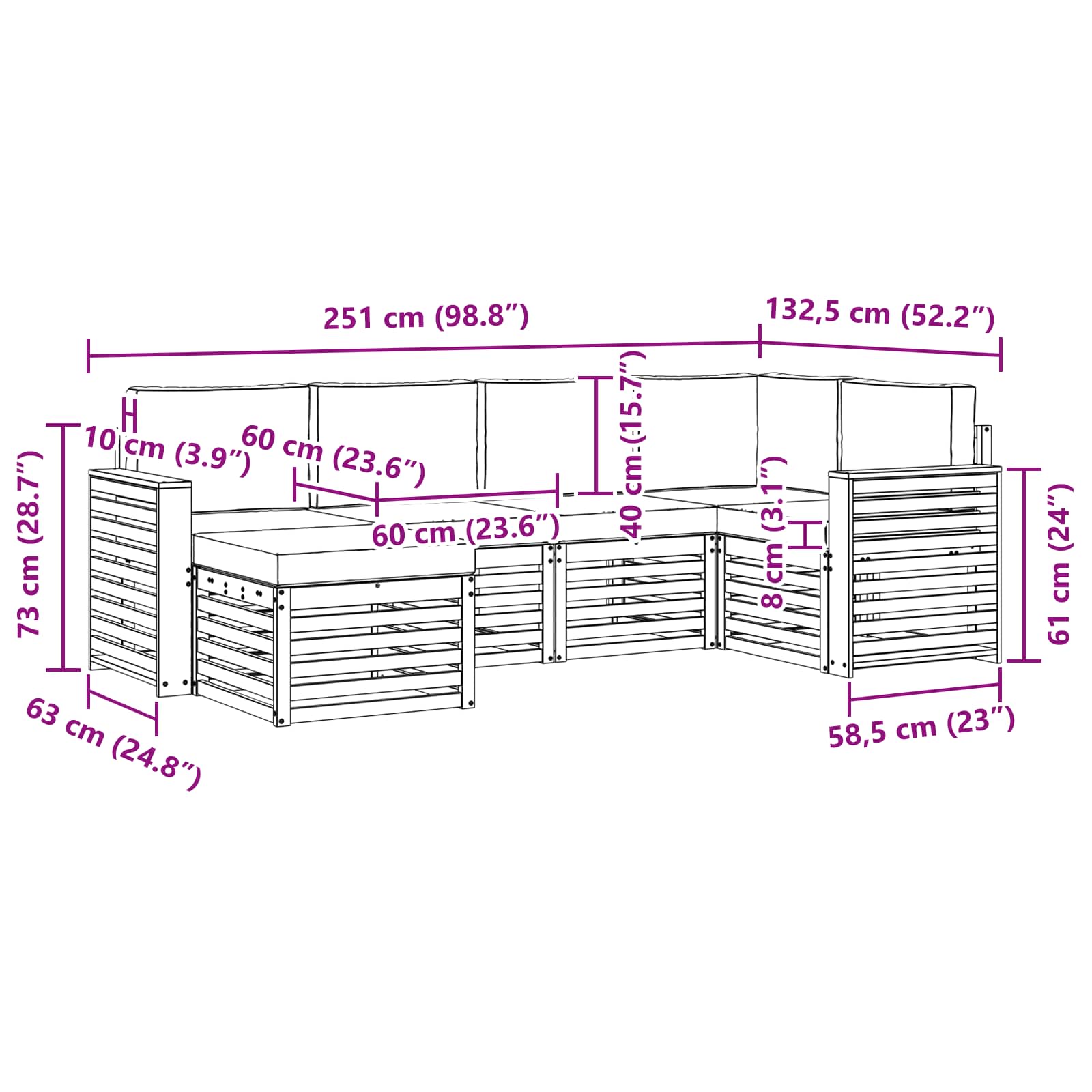 Set vanjskih sofa 6 pcs Bijela i antracit Poliester