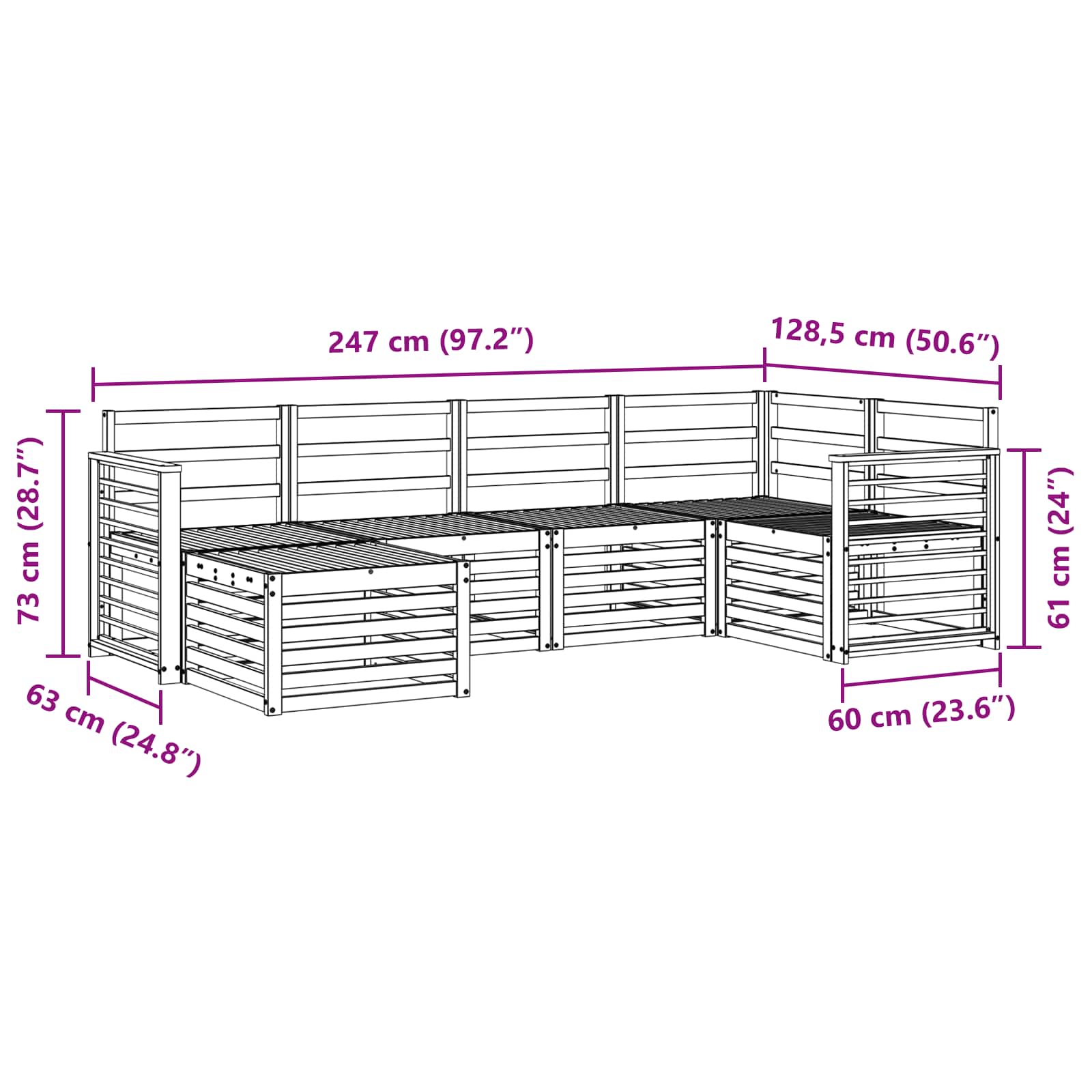 Set vanjskih sofa 6 pcs Bijela Poliester