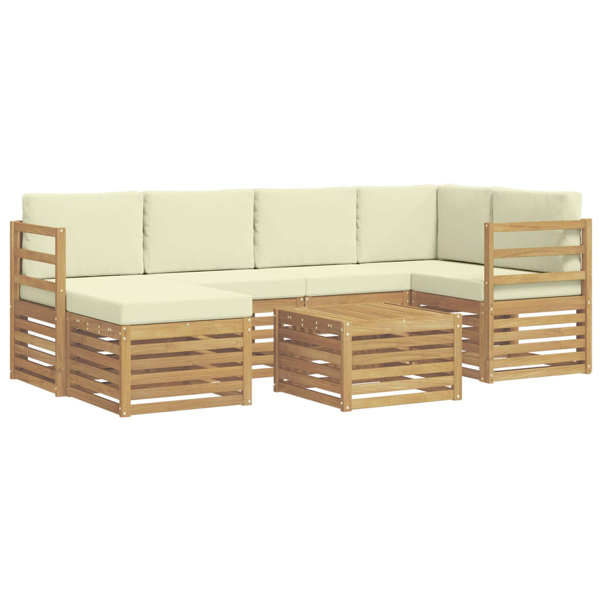 Set vanjskih sofa 7 pcs Bijela i krem Poliester