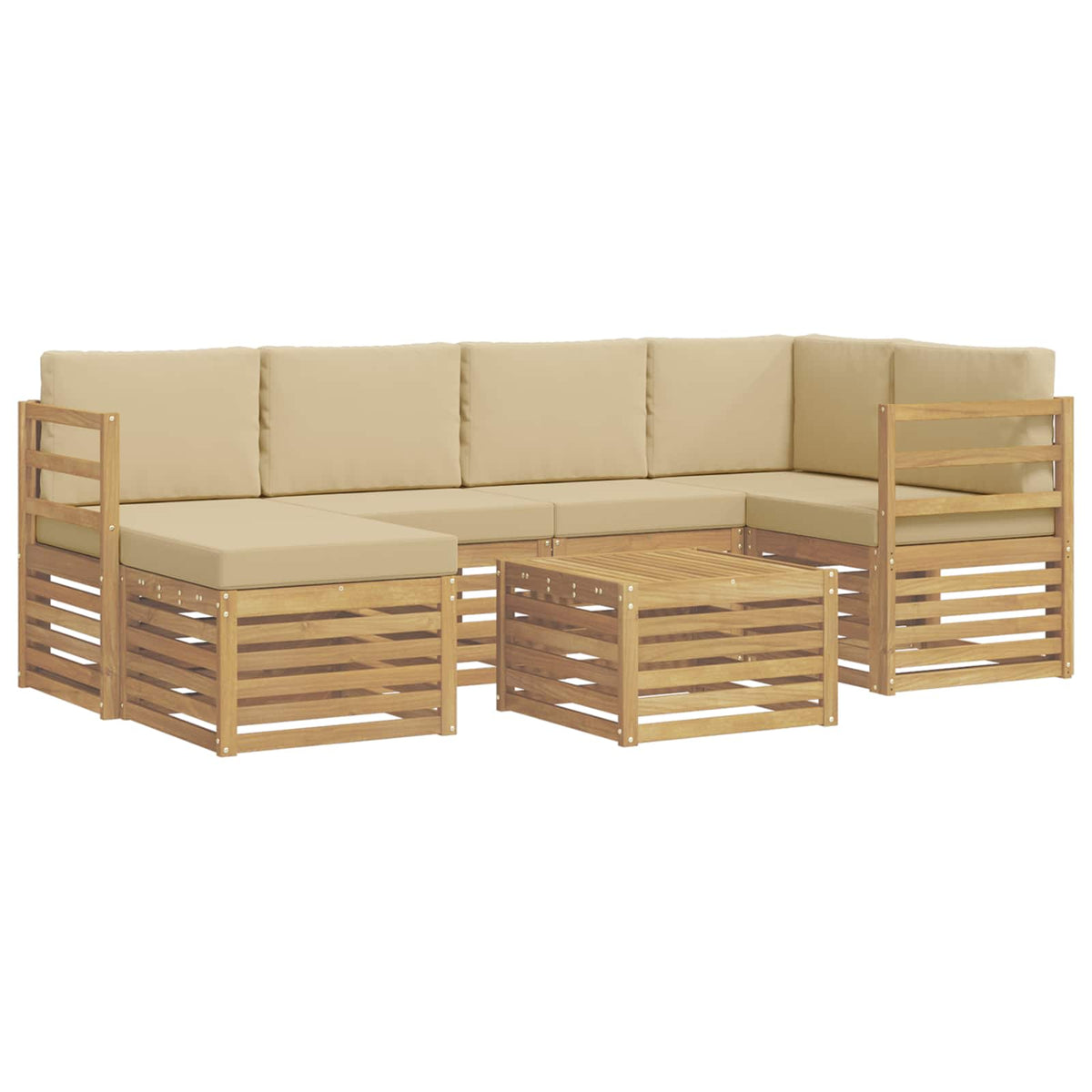 Set vanjskih sofa 7 pcs Bijela i bež Poliester