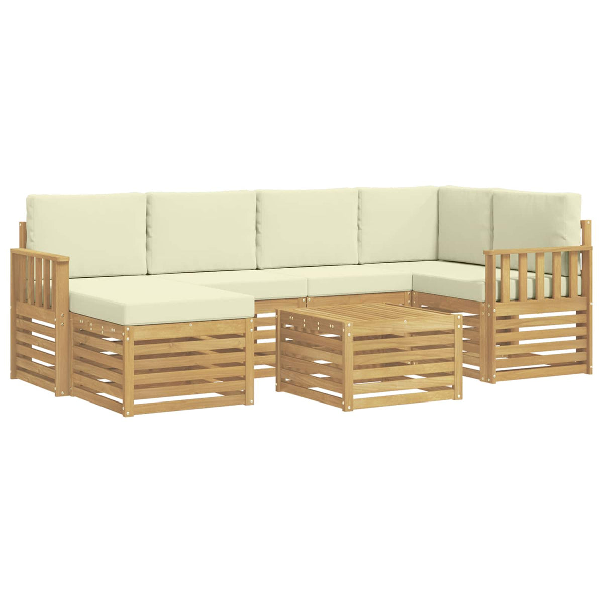 Set vanjskih sofa 7 kom. Bijela i krem Poliester