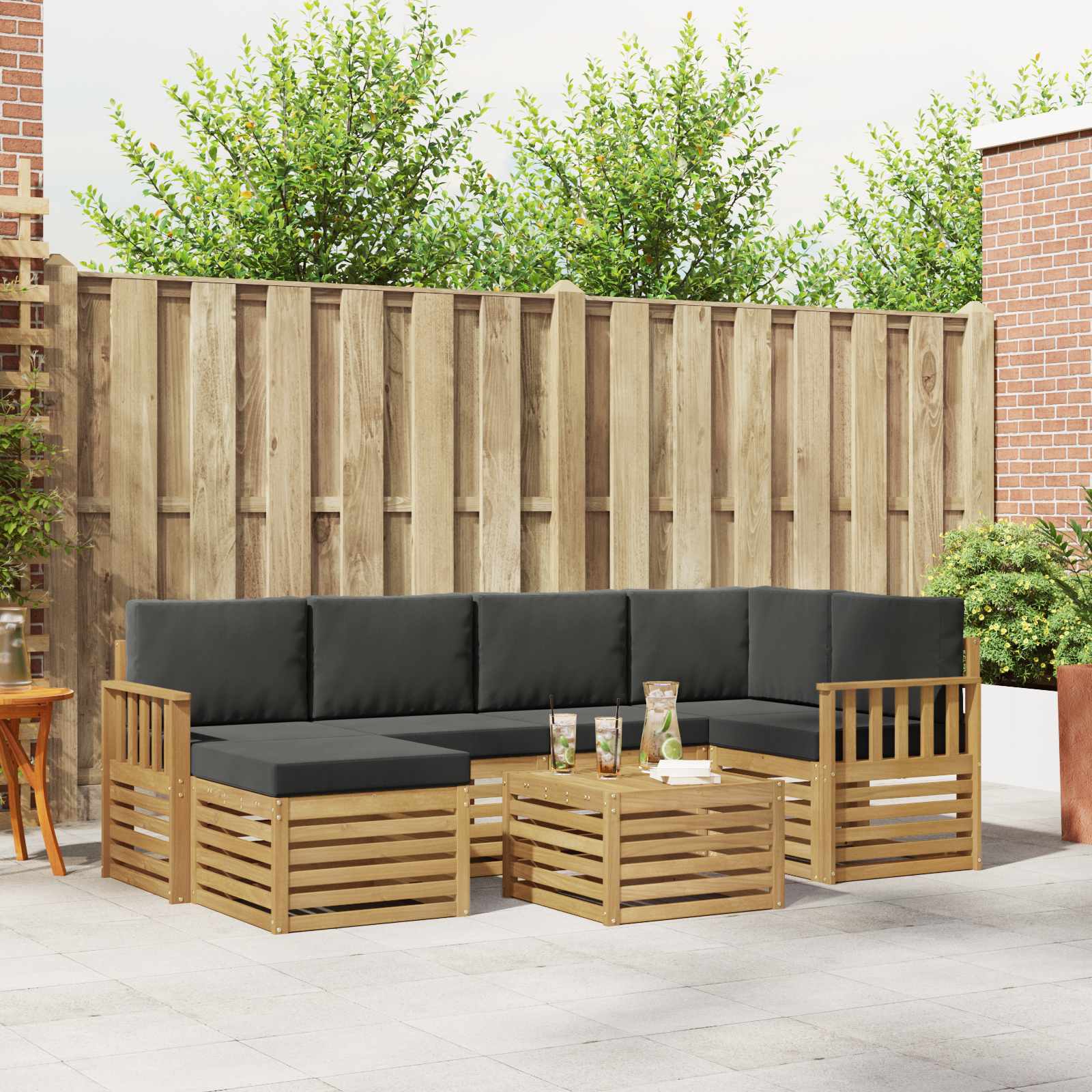 Set vanjskih sofa 7 pcs Bijela i antracit Poliester