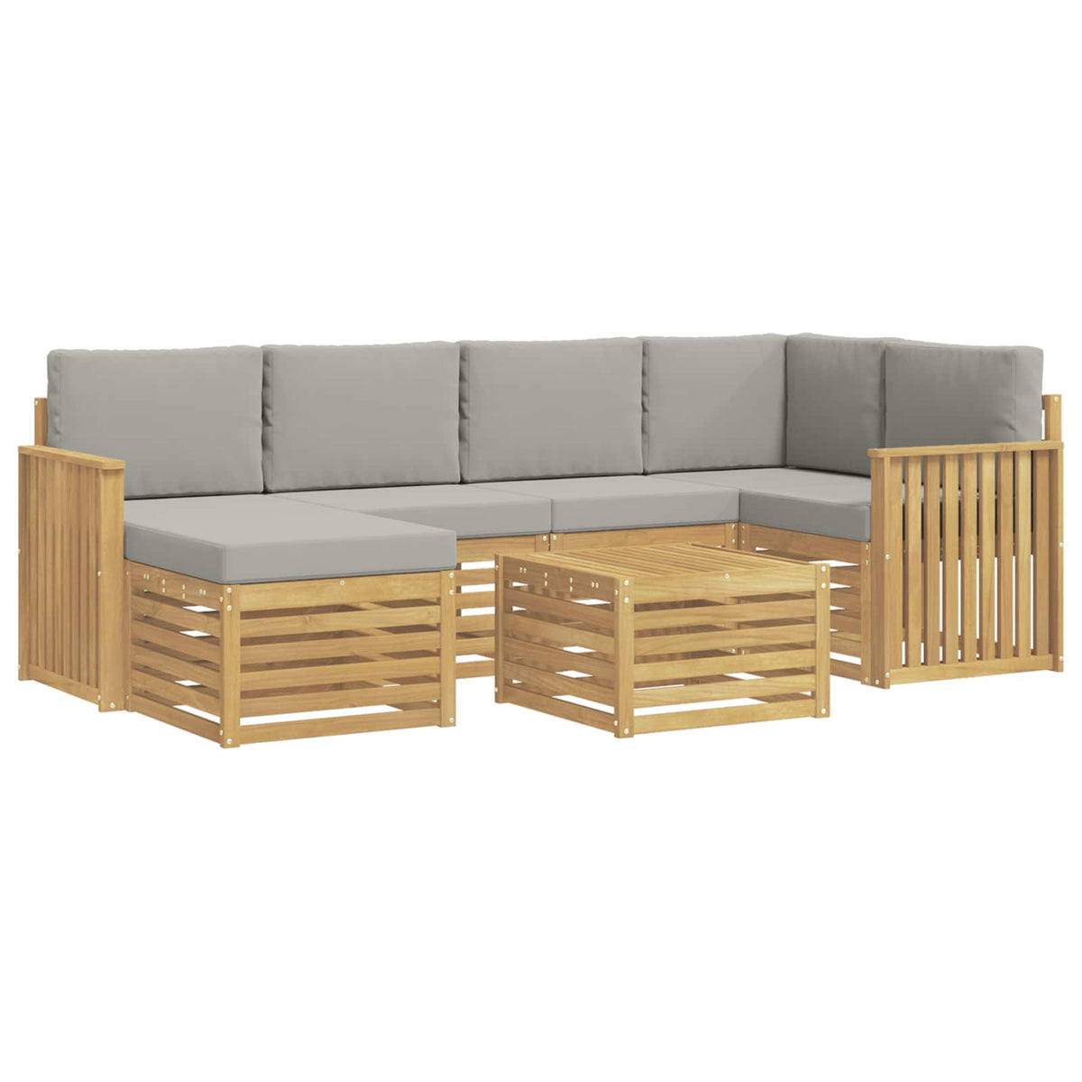 Set vanjskih sofa 7 kom. Bijela i svjetlosiva Poliester