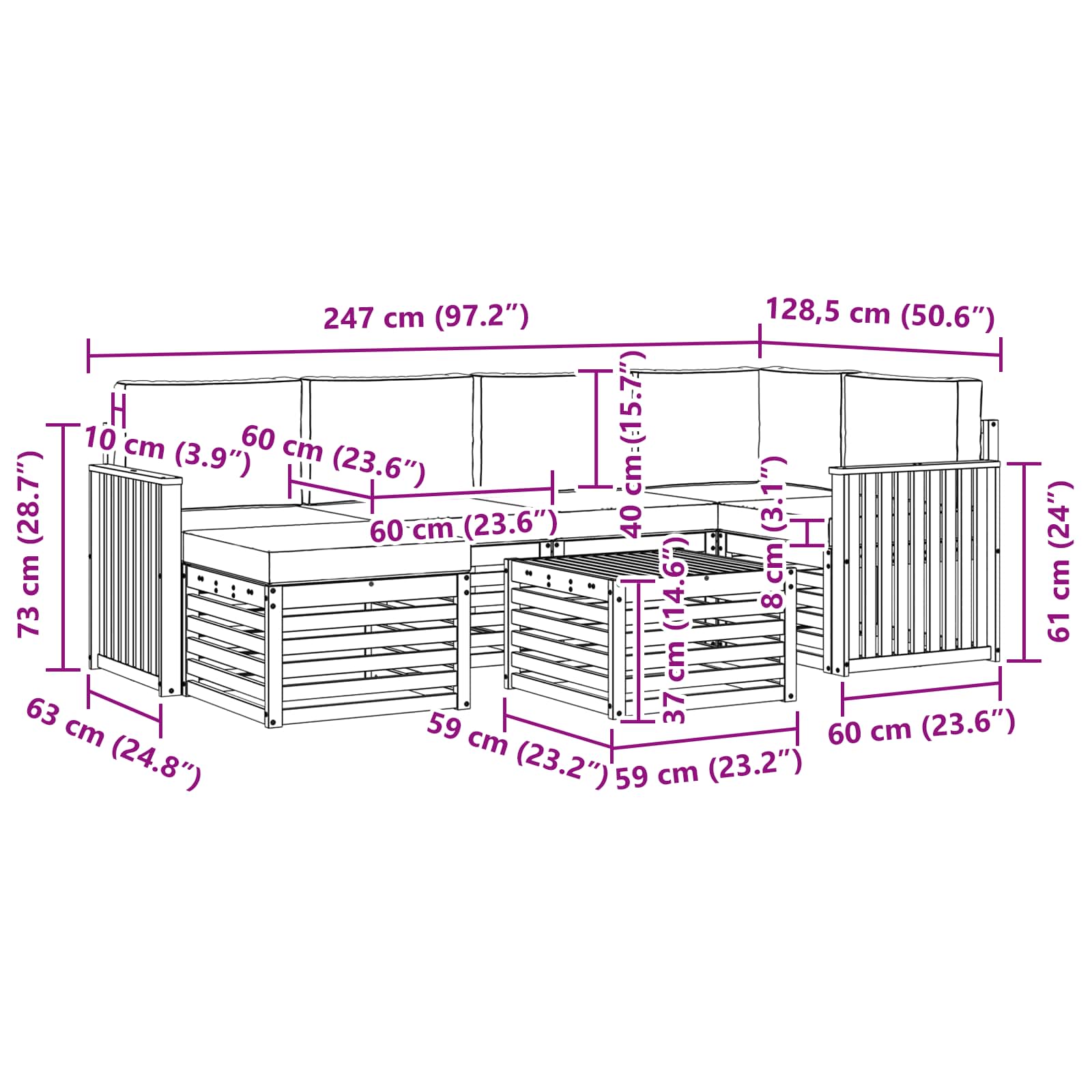 Set vanjskih sofa 7 pcs Bijela i antracit Poliester