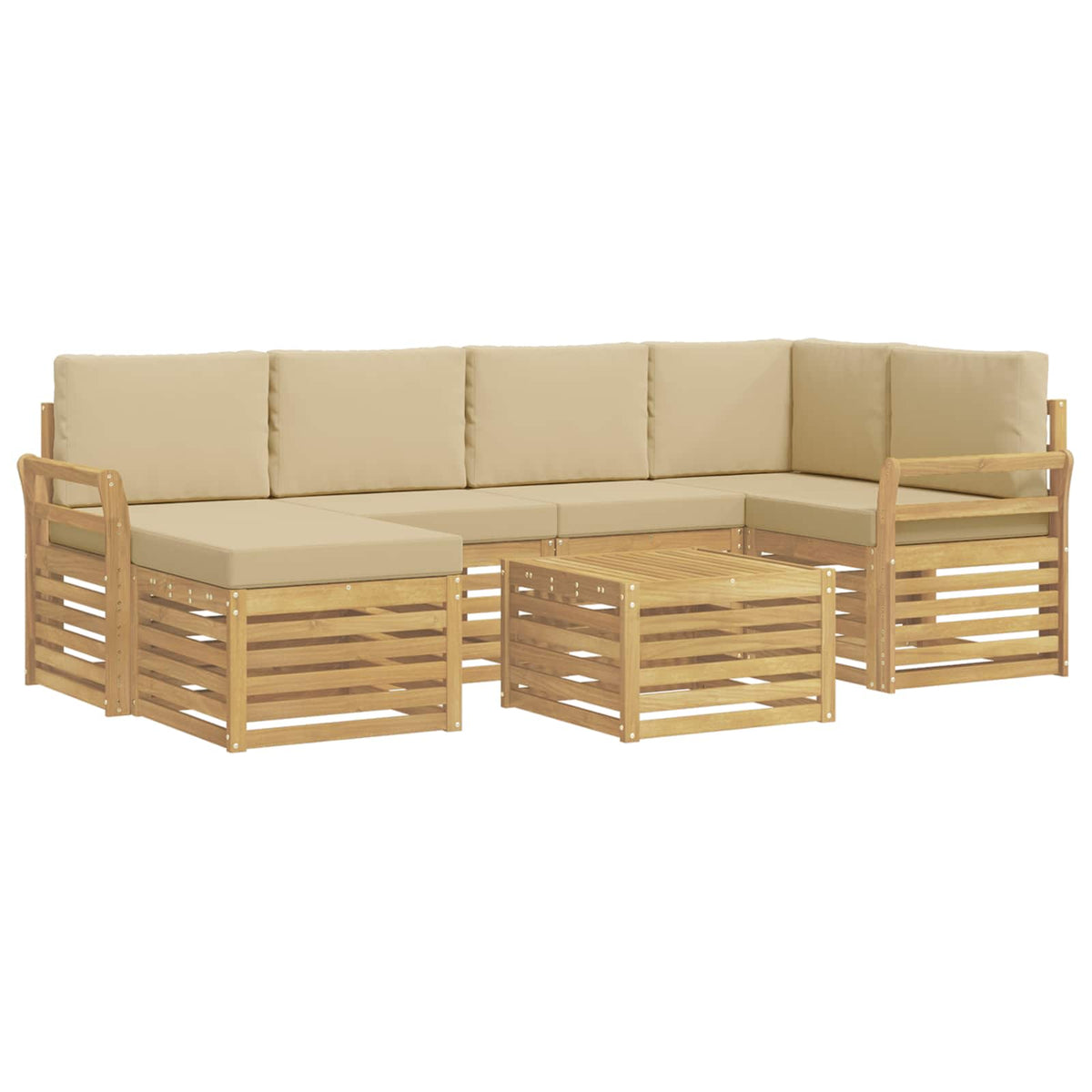 Set vanjskih sofa 7 pcs Bijela i bež Poliester