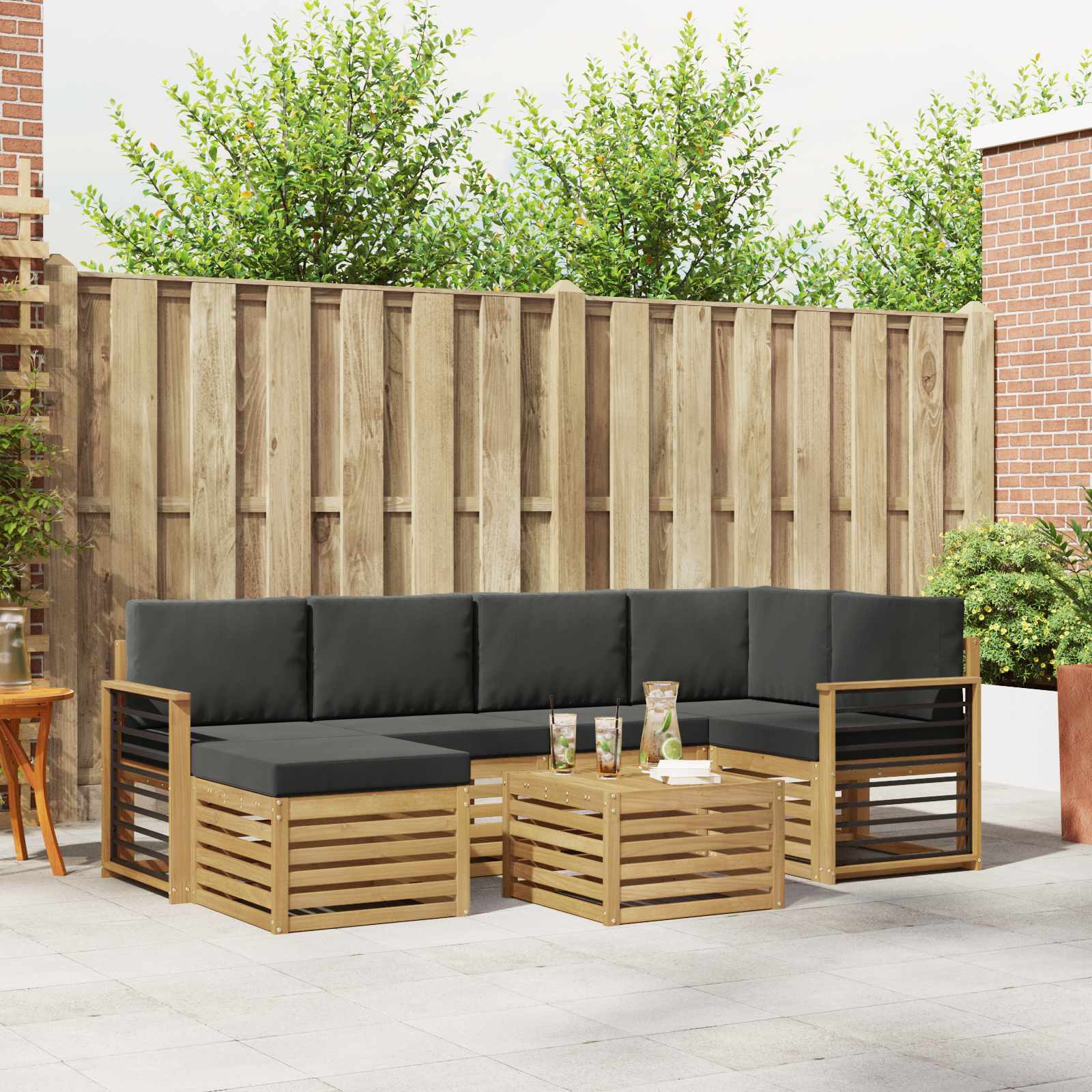 Set vanjskih sofa 7 pcs Bijela i antracit Poliester