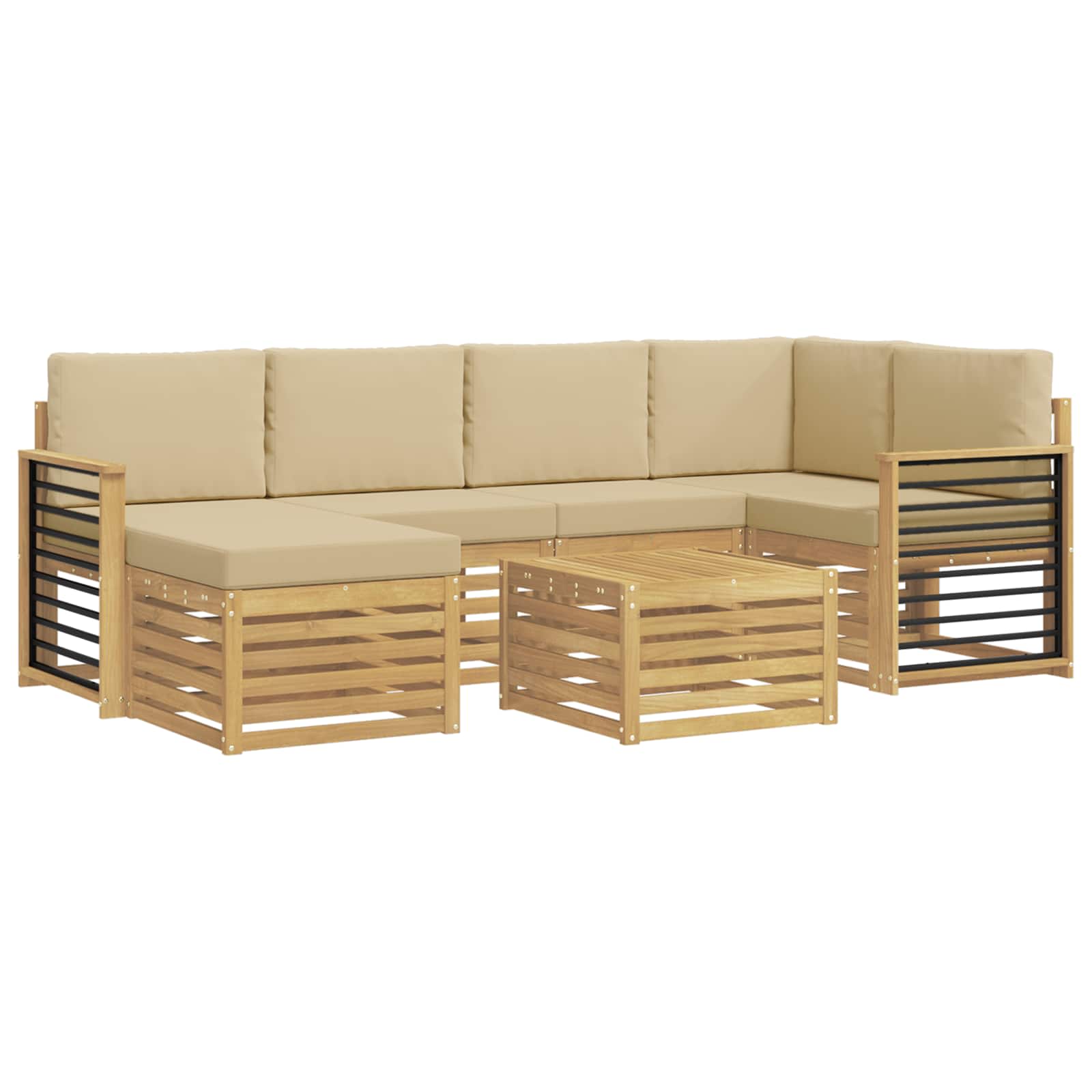 Set vanjskih sofa 7 pcs Bijela i bež Poliester