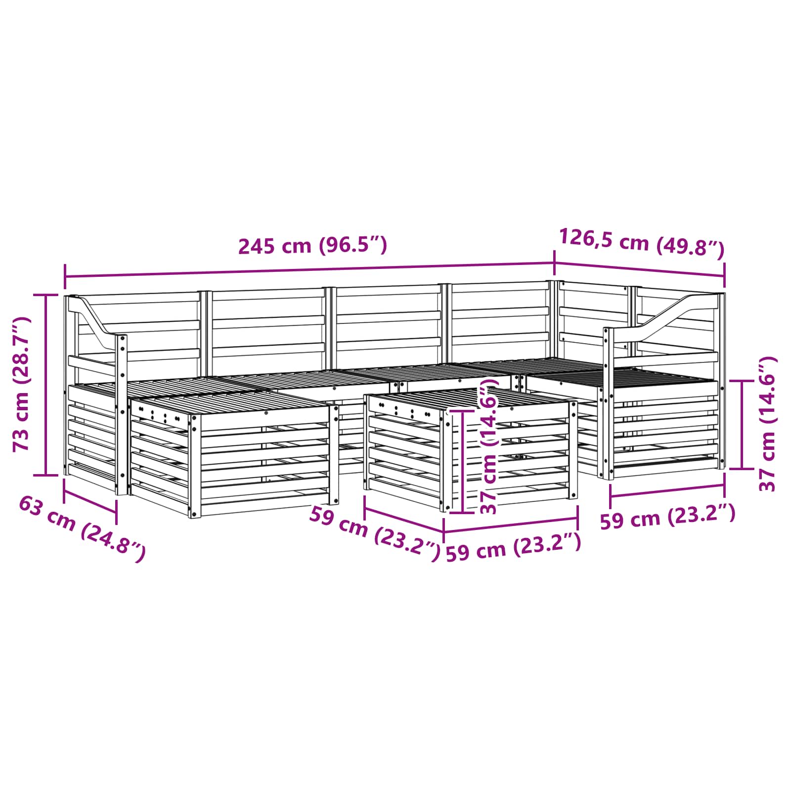 Set vanjskih sofa 7 pcs Bijela Poliester