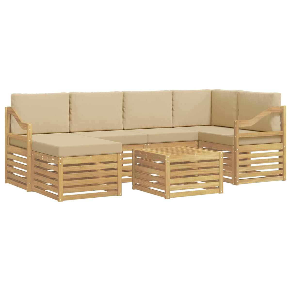 Set vanjskih sofa 7 kom. Bijela i bež Poliester