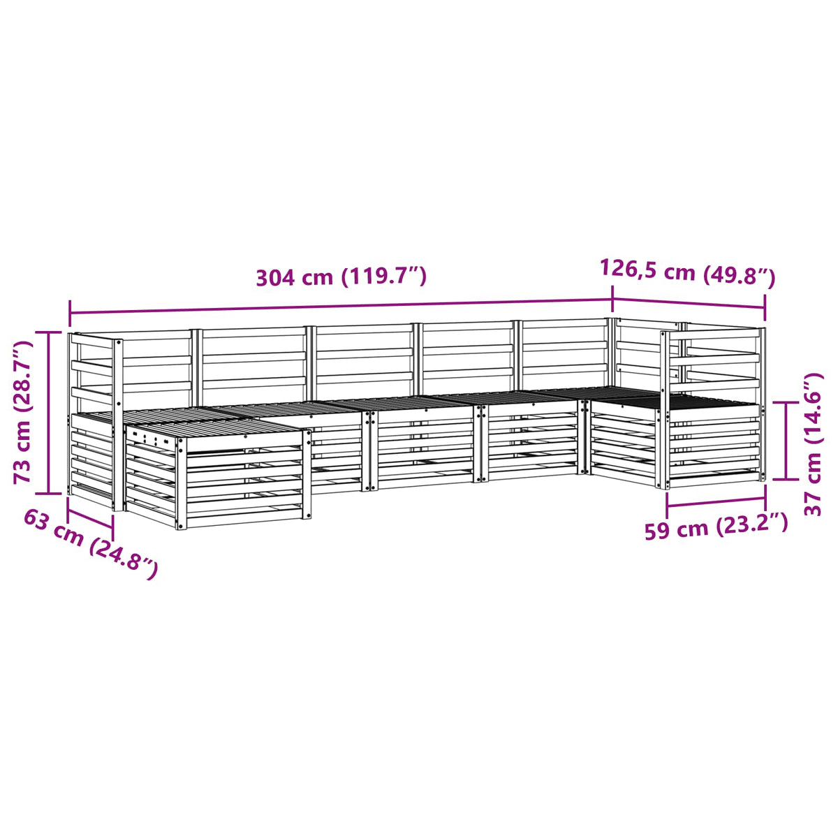 Set vanjskih sofa 7 pcs Bijela