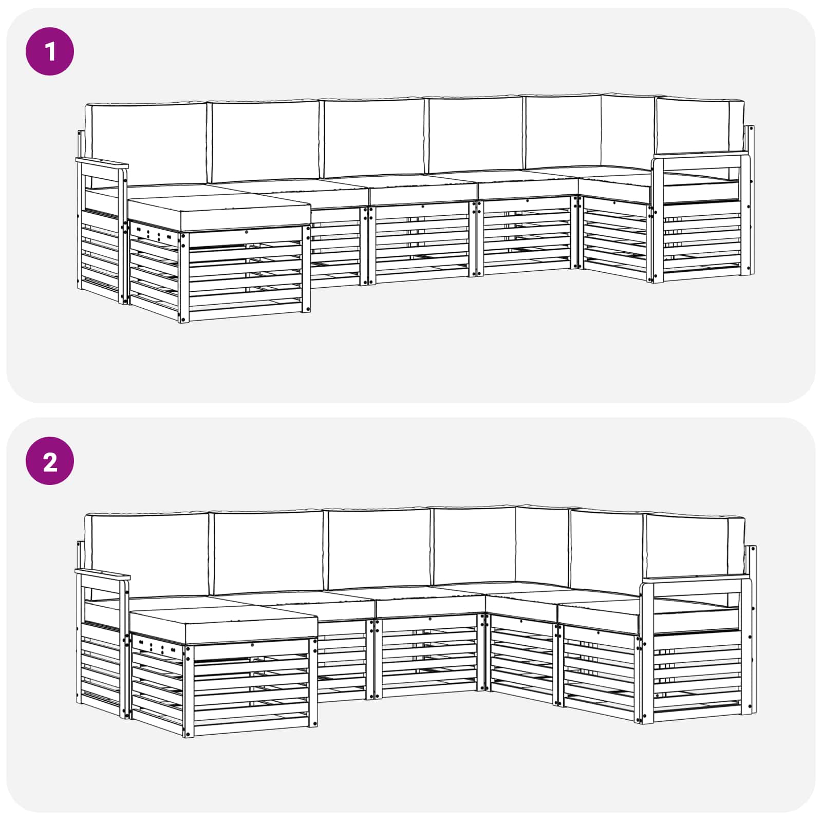 Set vanjskih sofa 6 pcs Bijela i svijetlosiva