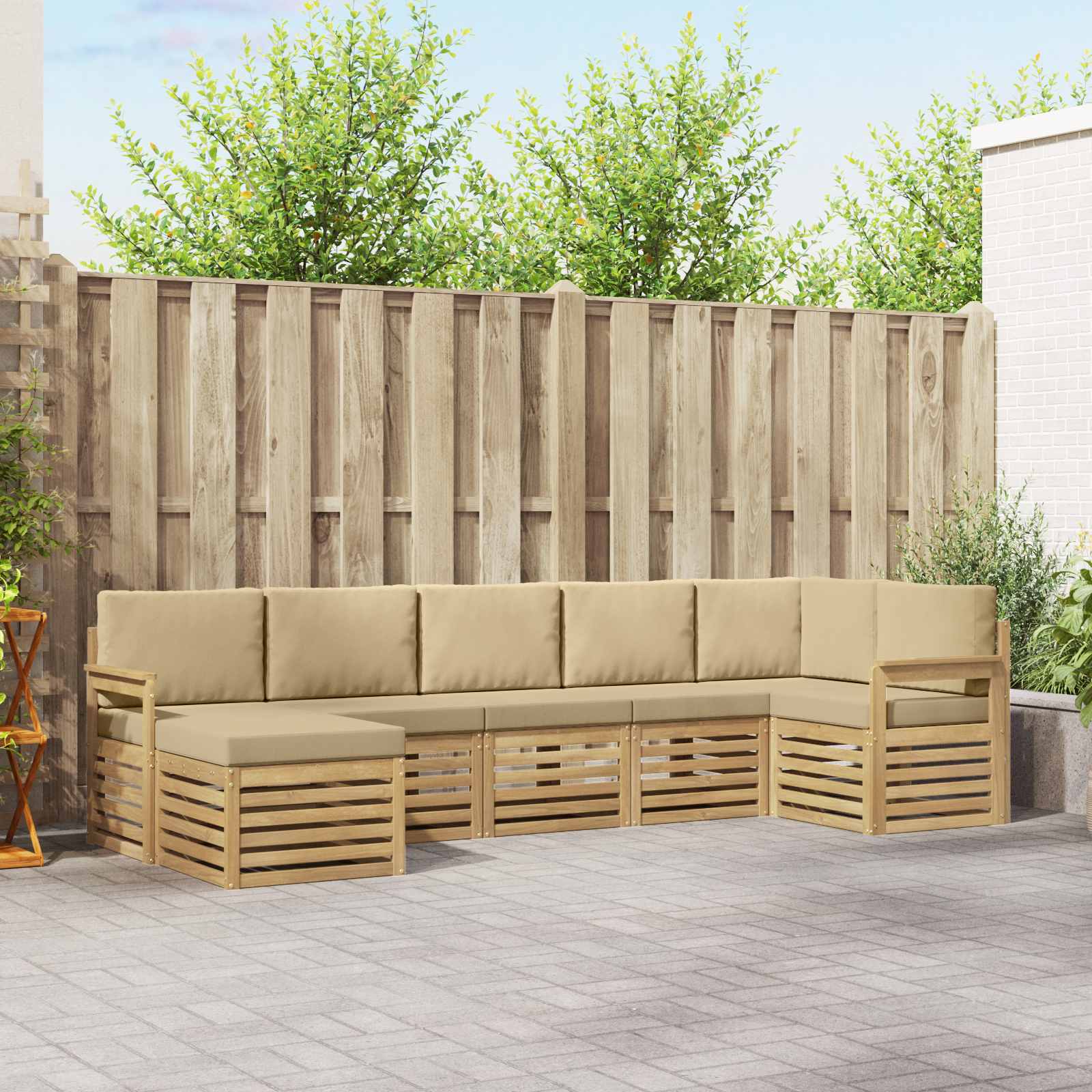Set vanjskih sofa 6 pcs Bijela i Bež 306 x 128,5 x 73 cm