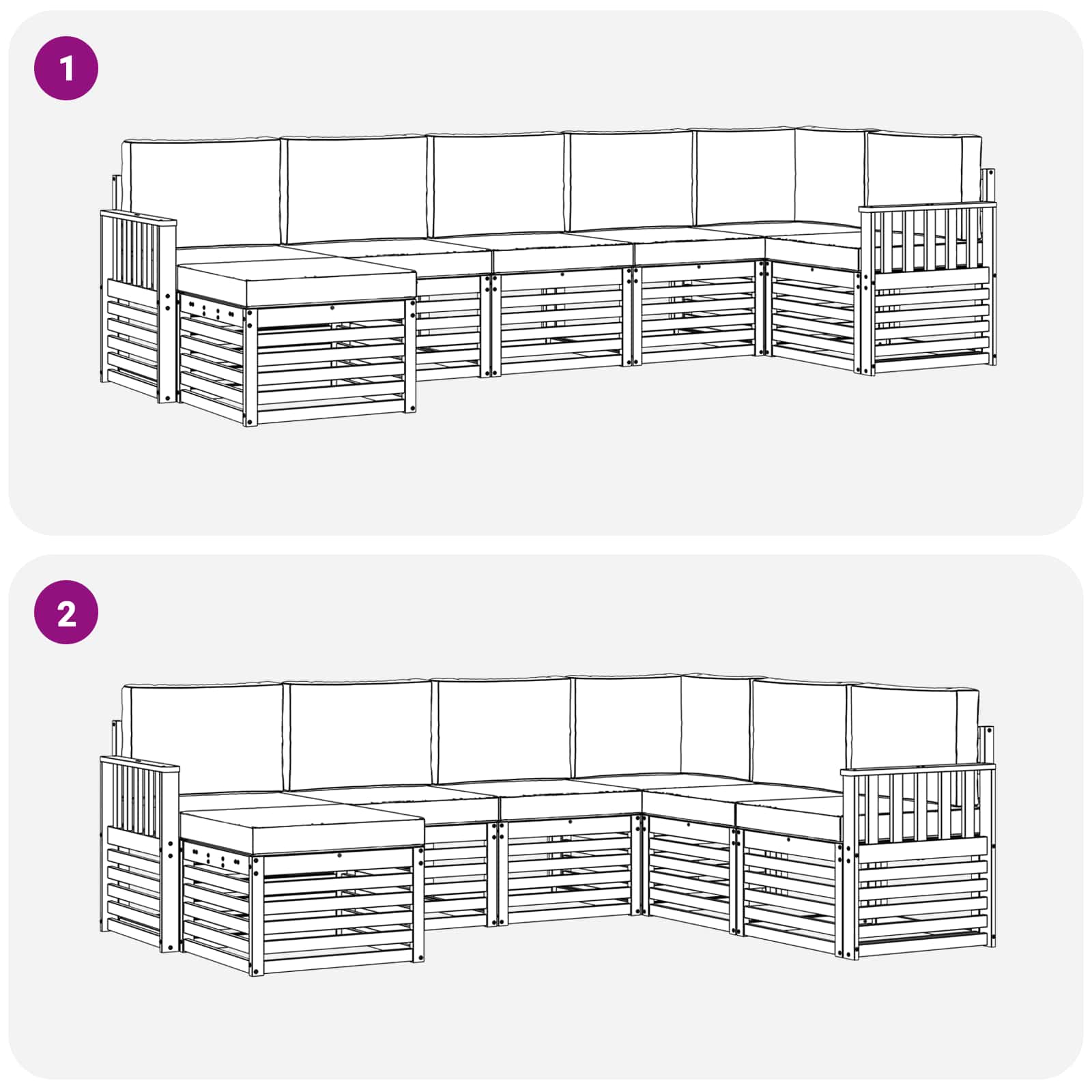 Set vanjskih sofa 6 pcs Bijela i Bež 306 x 128,5 x 73 cm