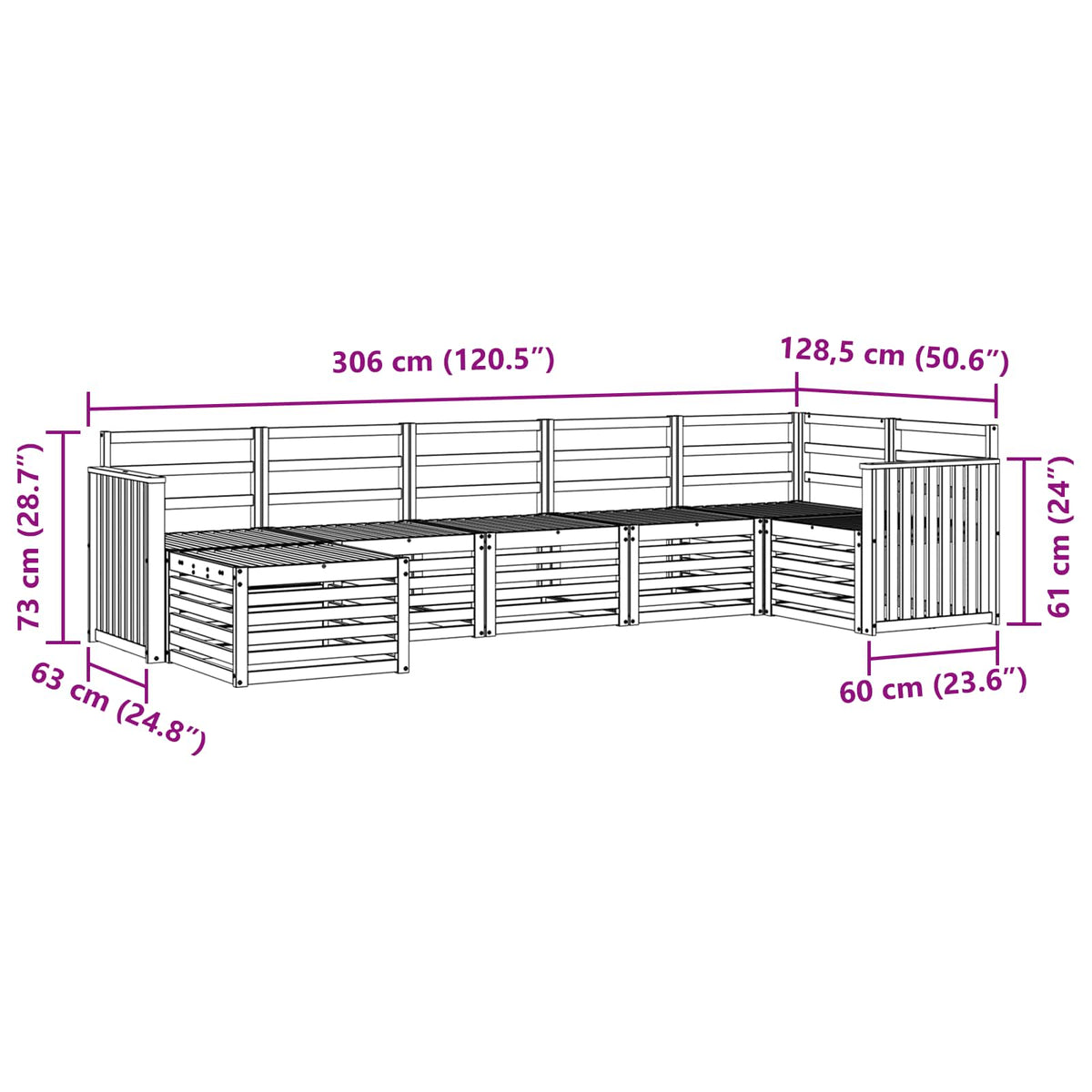 Set vanjskih sofa 7 kom. Bijela