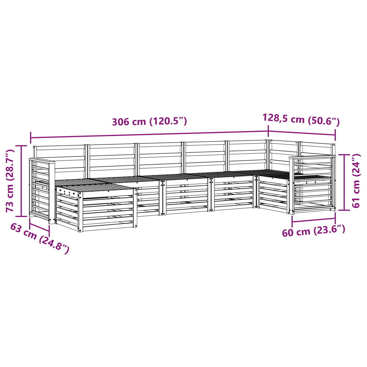 Set vanjskih sofa 7 kom. Bijela