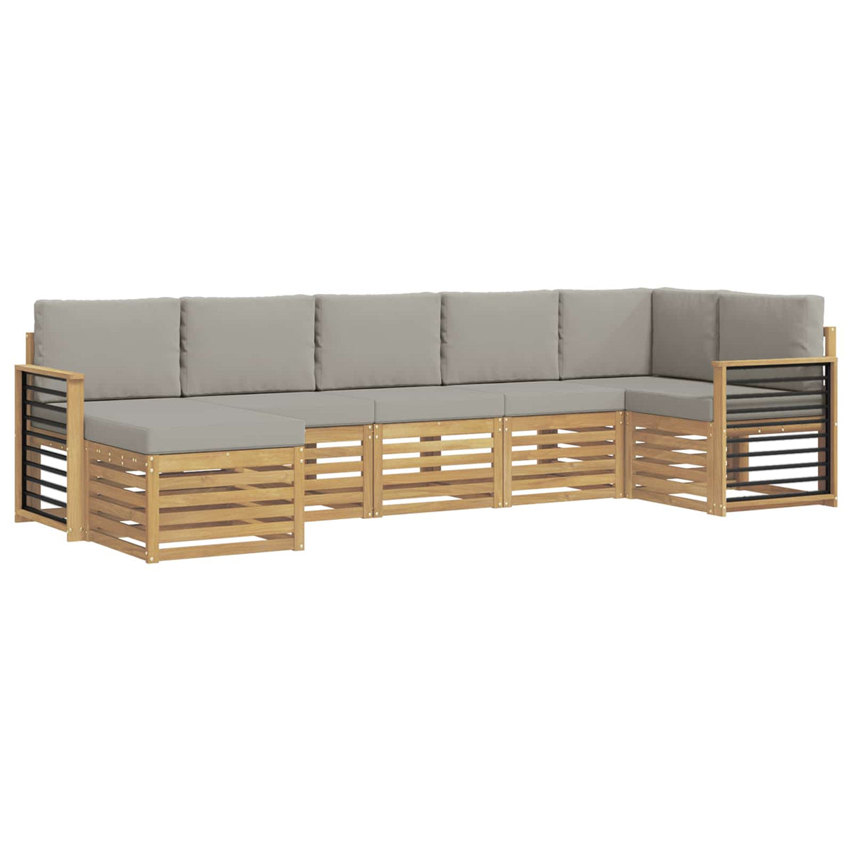 Set vanjskih sofa 7 kom. Bijela i svjetlosiva 306 x 128,5 x 73 cm