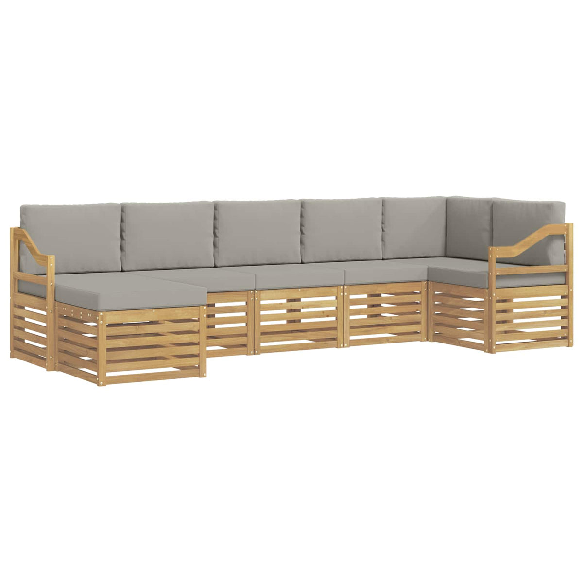 Set vanjskih sofa 7 kom. Bijela i svjetlosiva 304 x 126,5 x 73 cm
