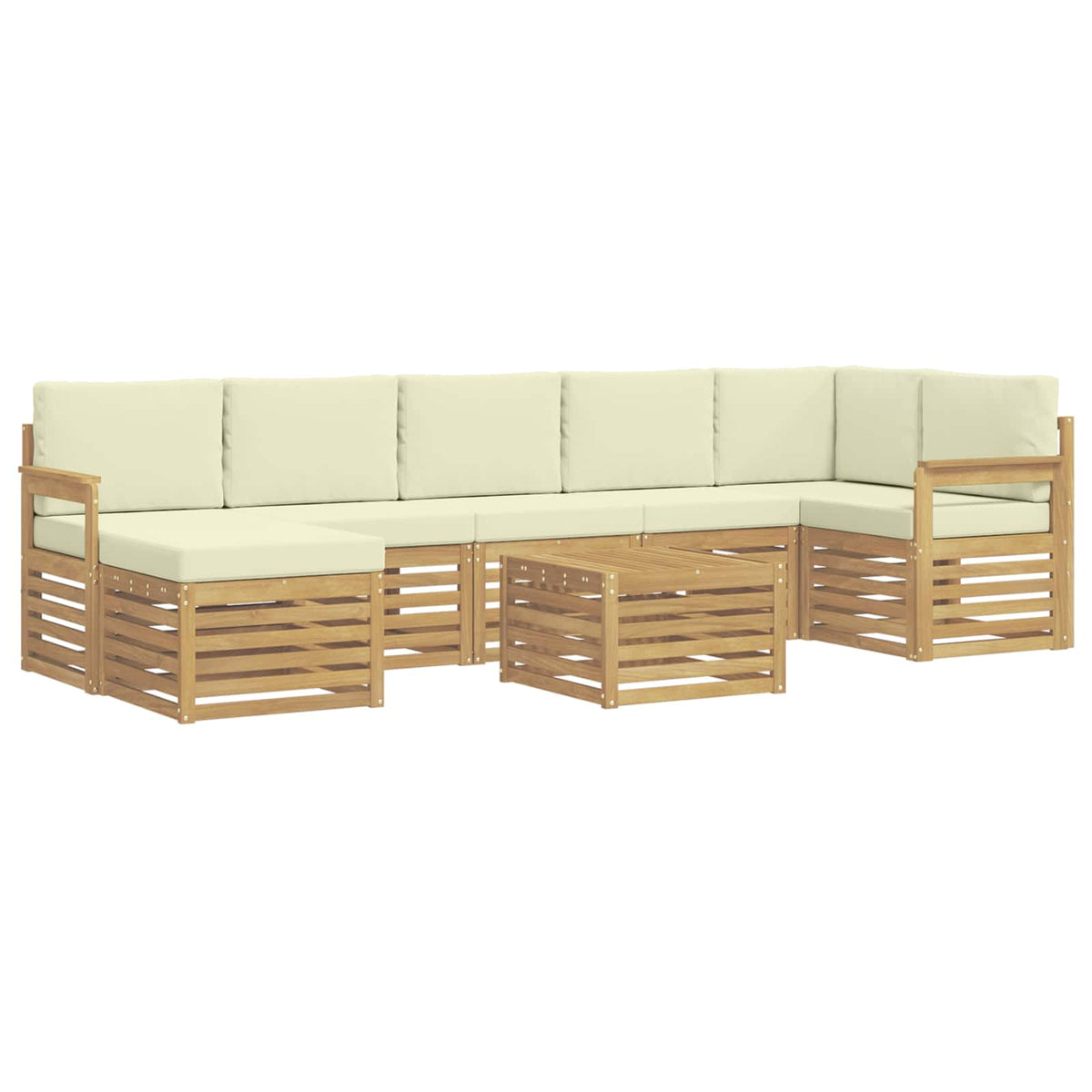 Set vanjskih sofa 8 pcs Bijela i krem 59 x 59 x 37 cm Poliester