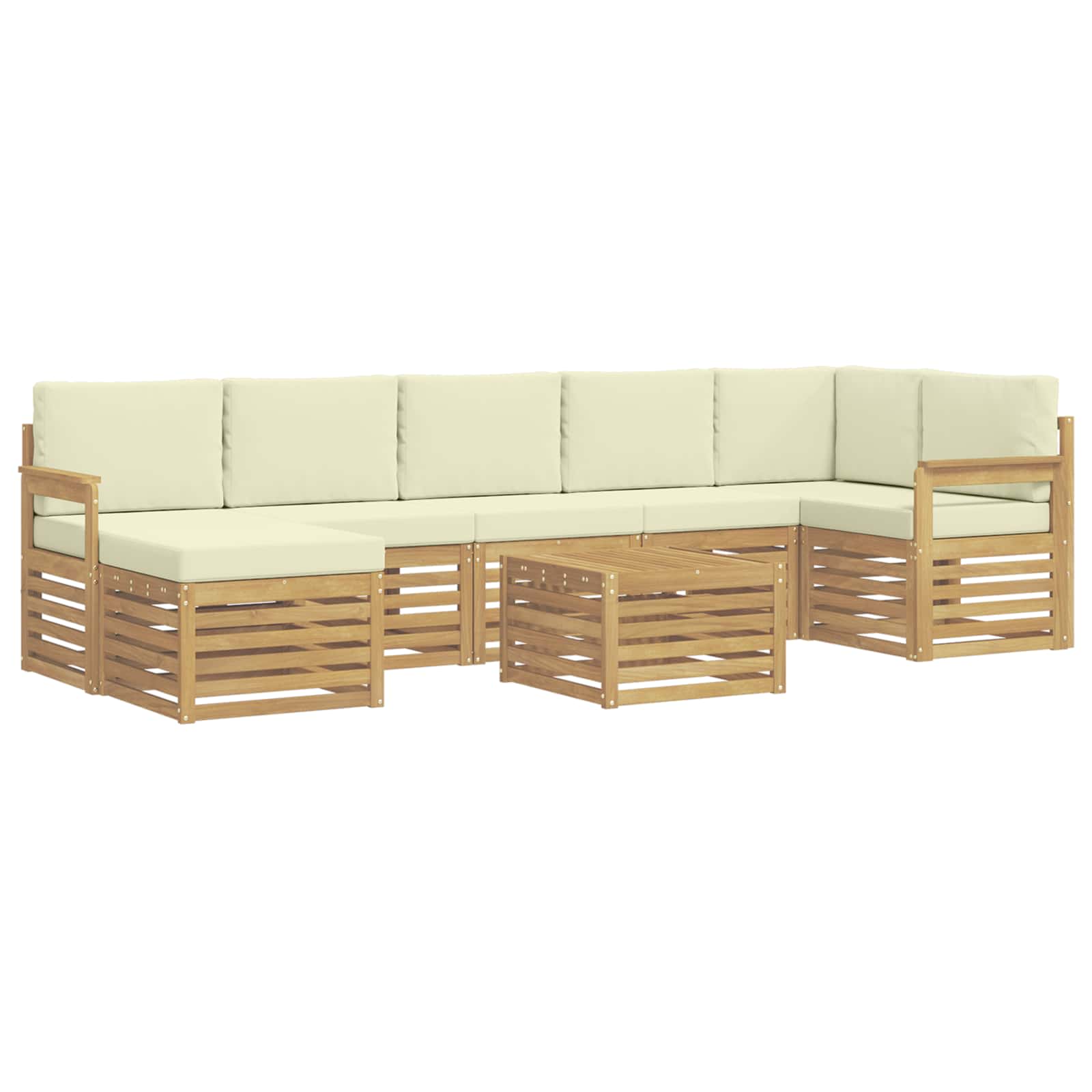 Set vanjskih sofa 8 pcs Bijela i krem 59 x 59 x 37 cm Poliester