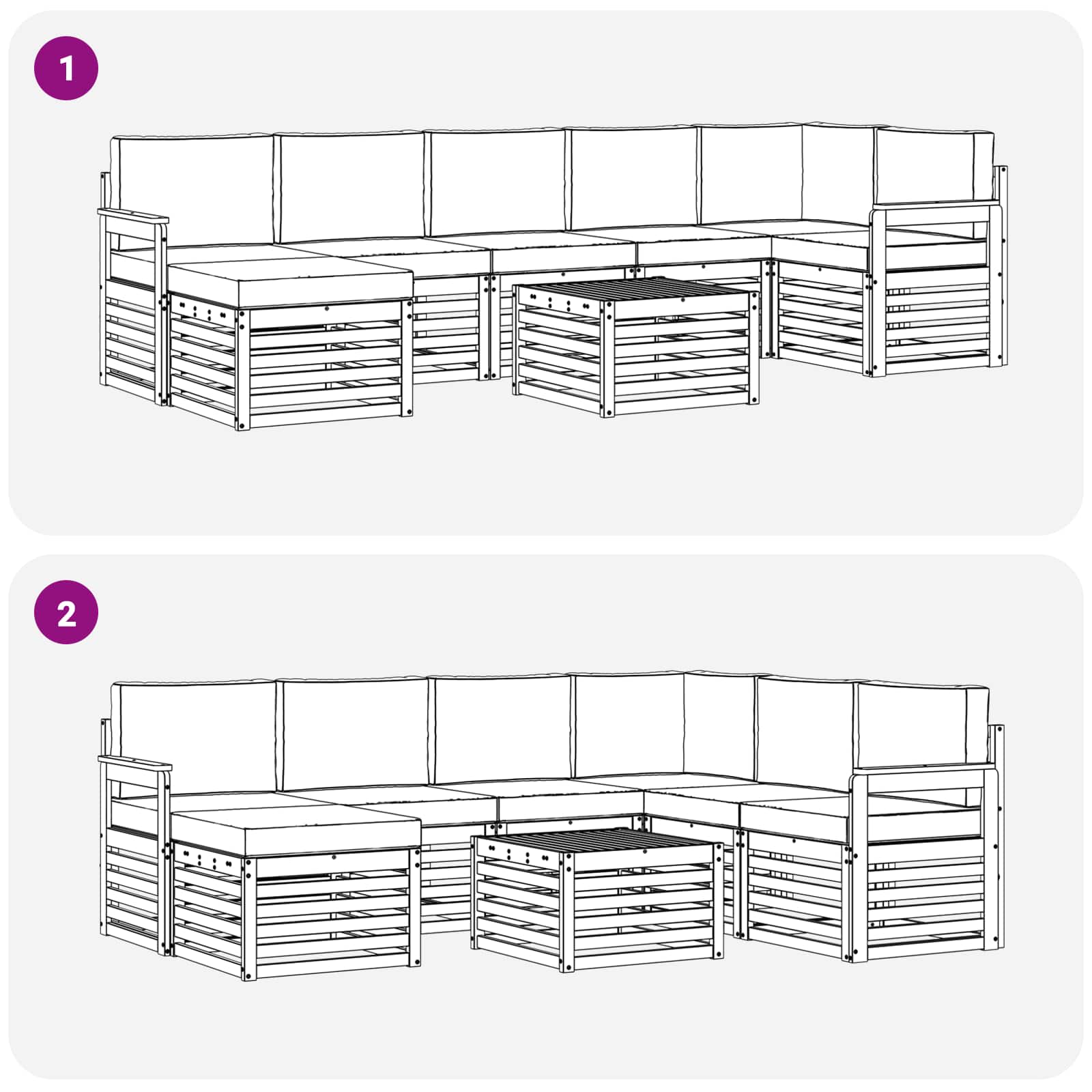 Set vanjskih sofa 8 pcs Bijela i krem 59 x 59 x 37 cm Poliester