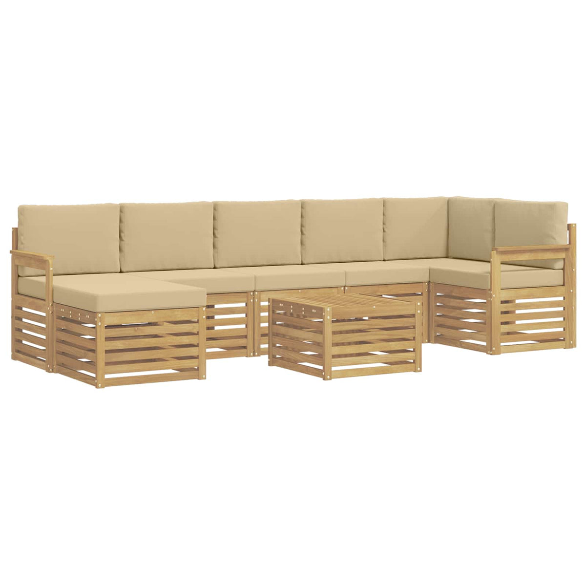 Set vanjskih sofa 7 pcs Bijela i Bež 59 x 59 x 37 cm Poliester