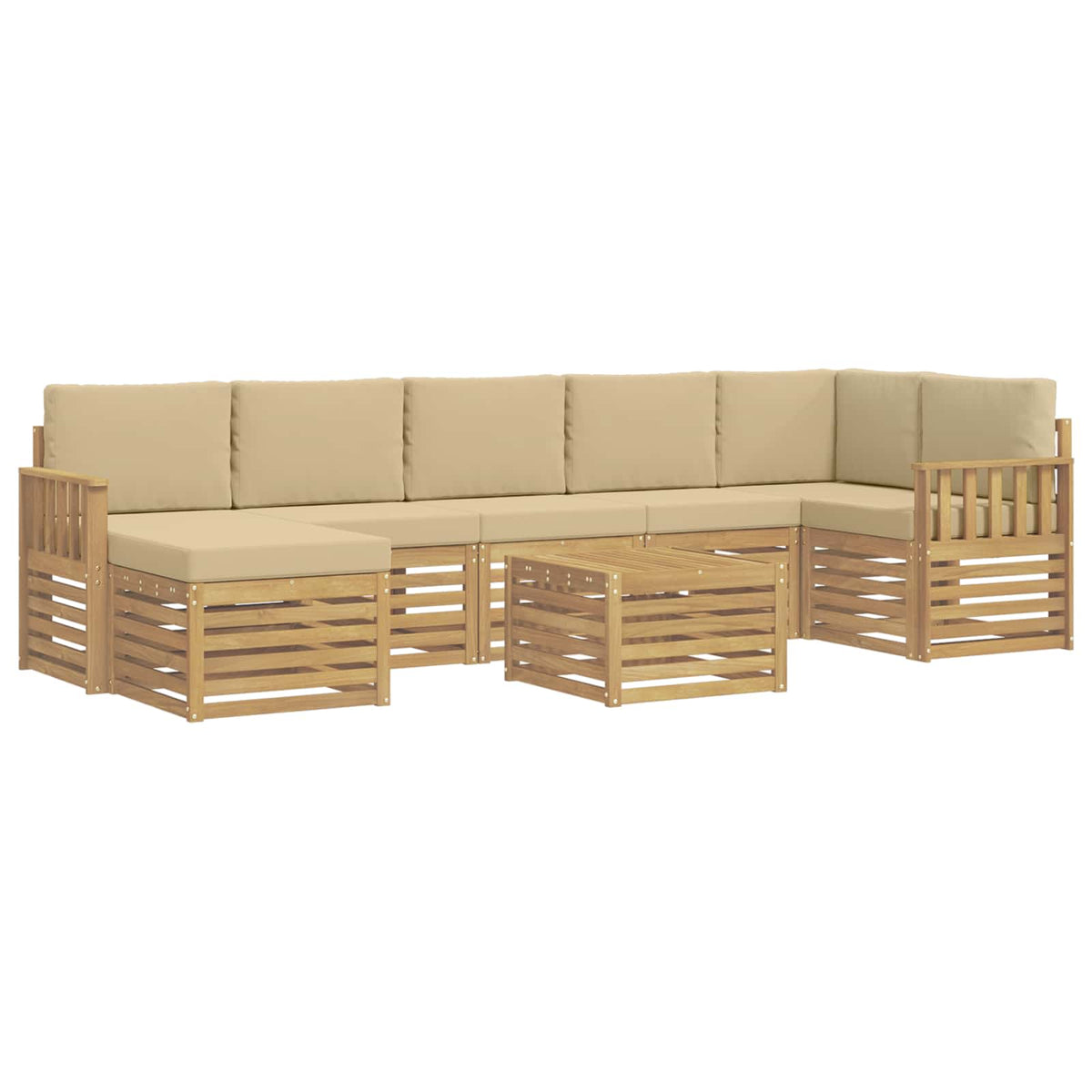 Set vanjskih sofa 7 pcs Bijela i Bež 59 x 59 x 37 cm Poliester