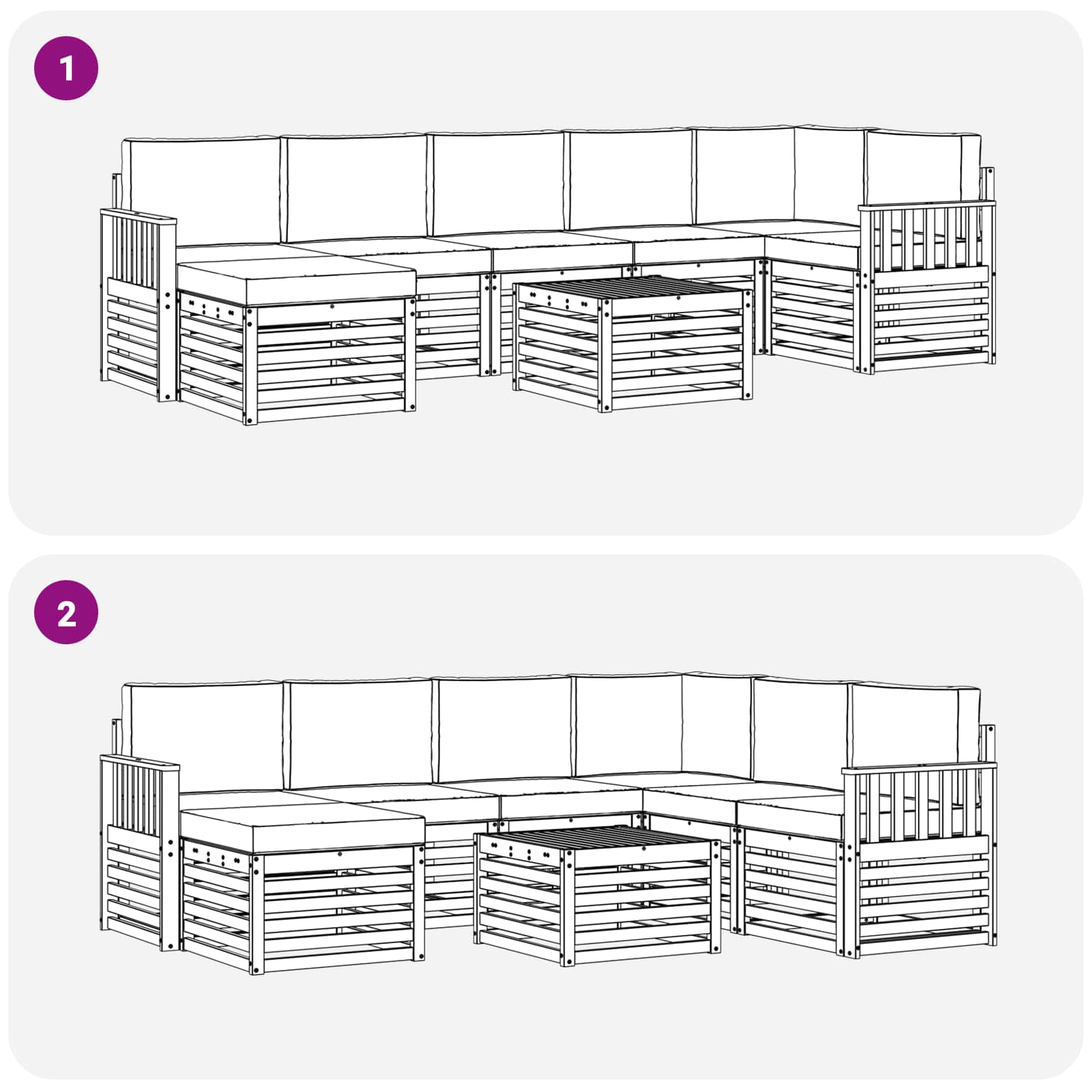 Set vanjskih sofa 7 pcs Bijela i Bež 59 x 59 x 37 cm Poliester