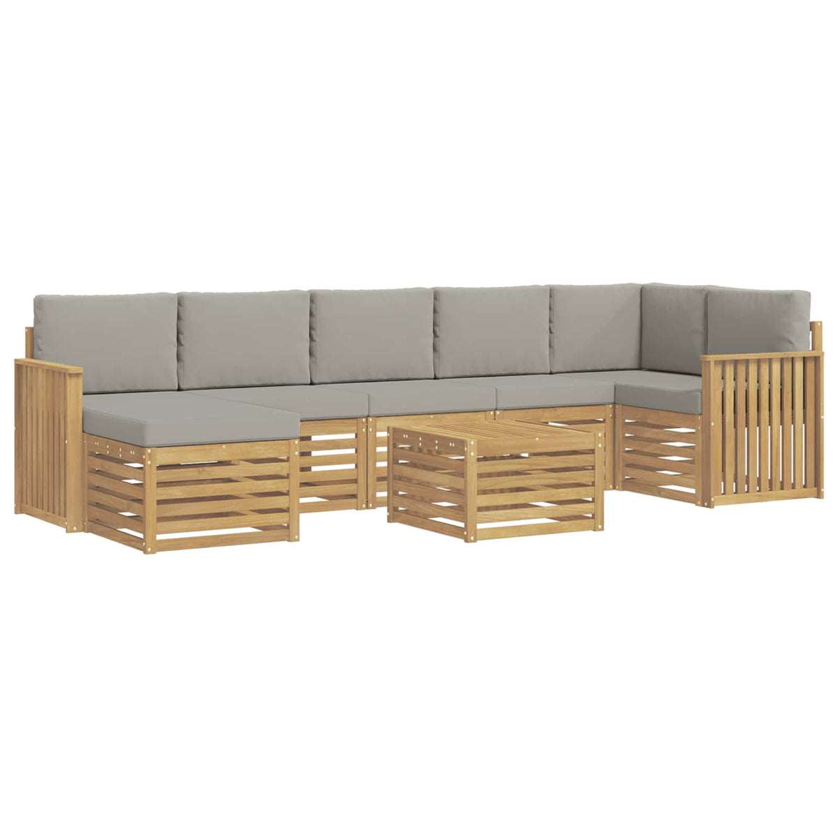 Set vanjskih sofa 8 kom. Bijela i svjetlosiva Poliester