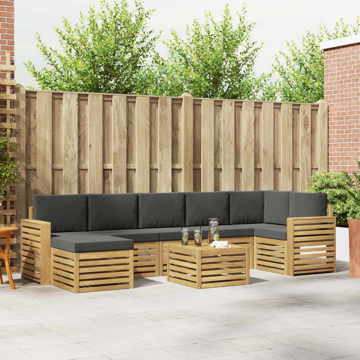 Set vanjskih sofa 8 kom. Bijela i antracit Poliester