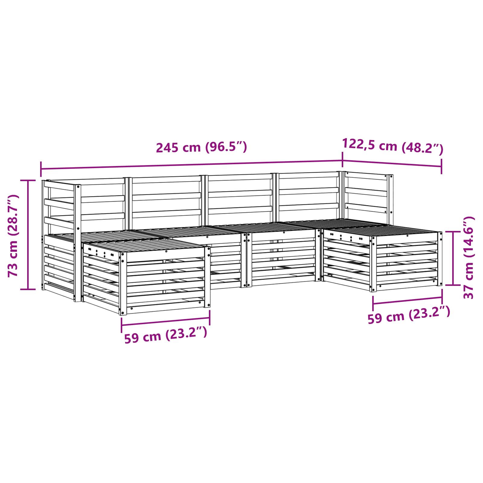 Setovi sofa 6 pcs Bijela Čvrsto drvo akacije
