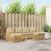 Set vanjskih sofa 6 pcs Bijela i bež 249 x 122,5 x 73 cm