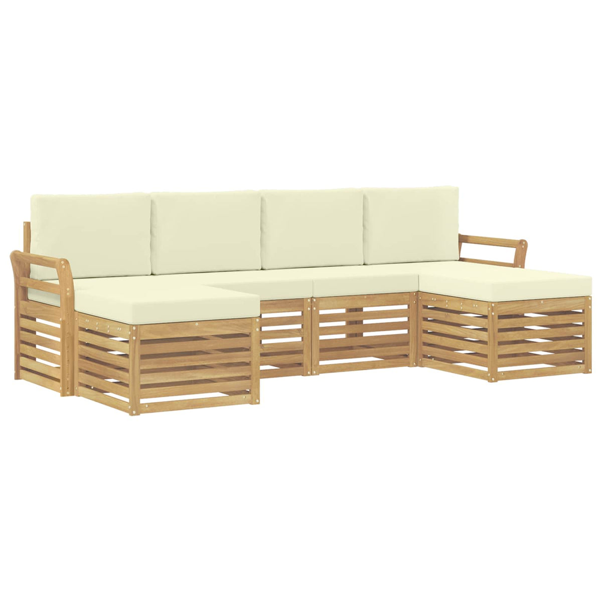 Set vanjskih sofa 6 pcs Bijela i krem 253 x 122,5 x 73 cm