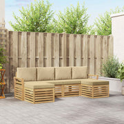 Set vanjskih sofa 6 pcs Bijela i bež 253 x 122,5 x 73 cm