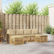 Setovi sofa s jastukom 6 pcs Bijela i bež Poliester