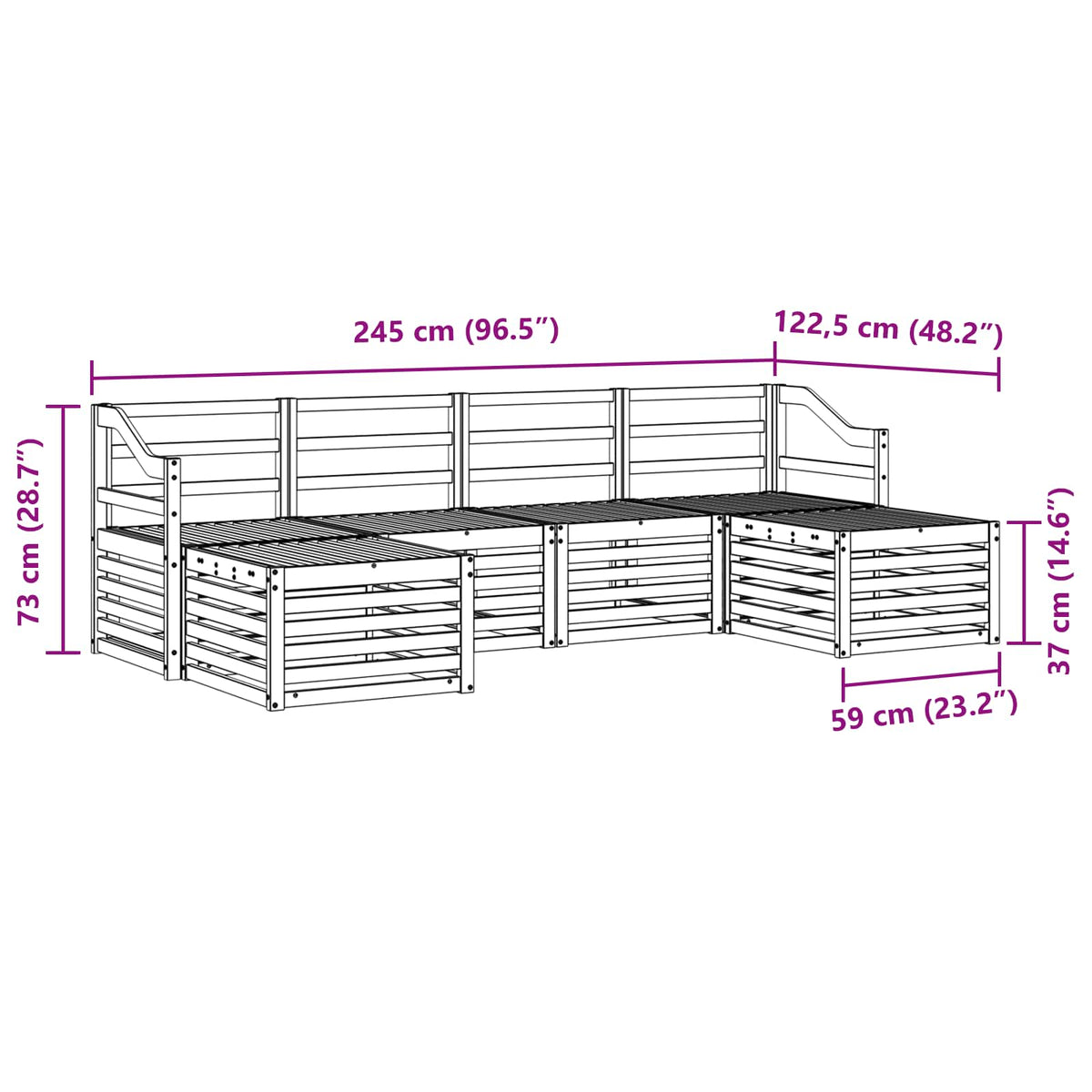 Setovi sofa 6 pcs Bijela Čvrsto drvo akacije