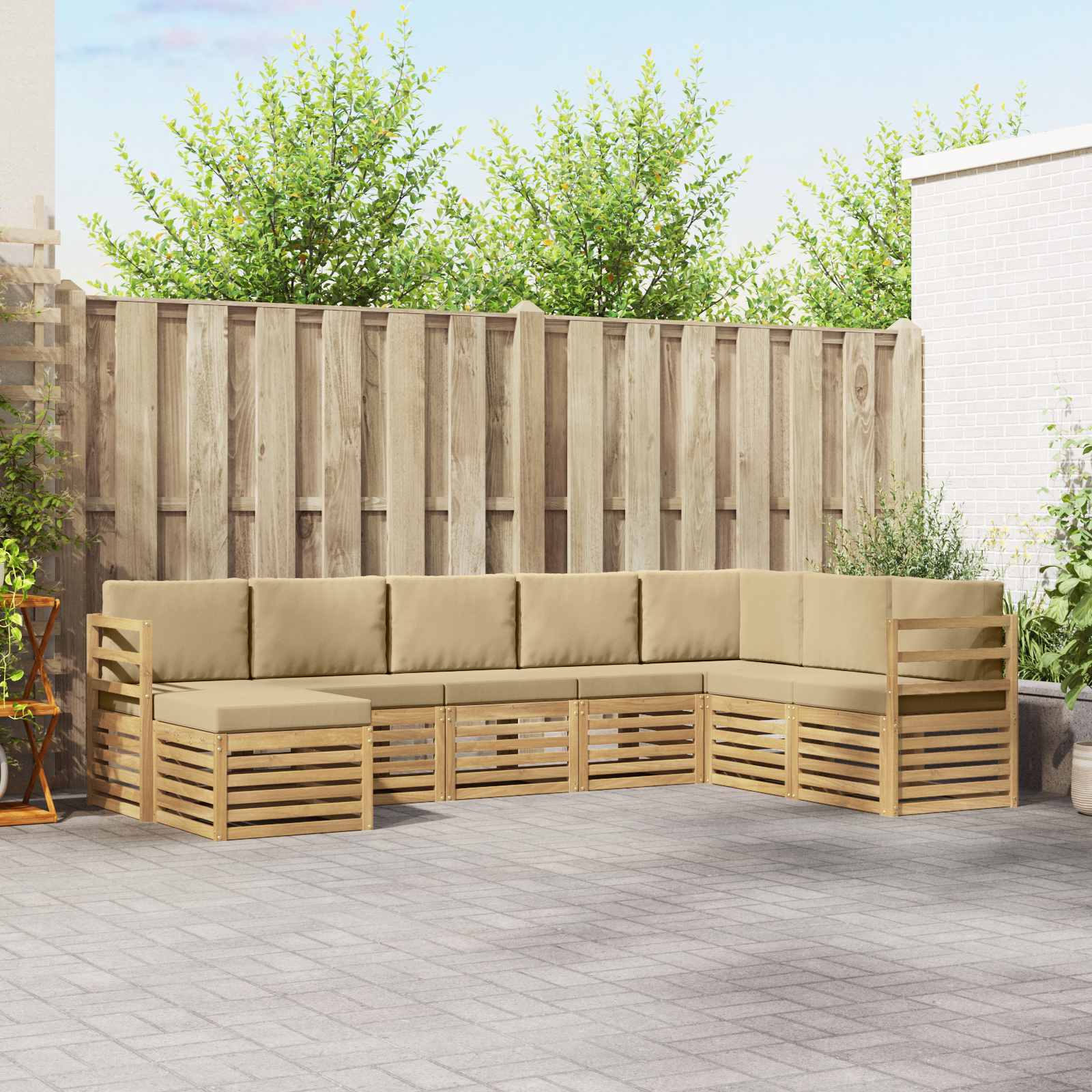 Set vanjskih sofa 8 pcs Bijela i bež 304 x 185,5 x 73 cm