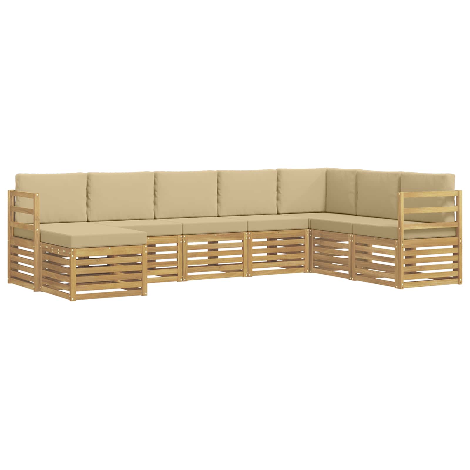 Set vanjskih sofa 8 pcs Bijela i bež 304 x 185,5 x 73 cm