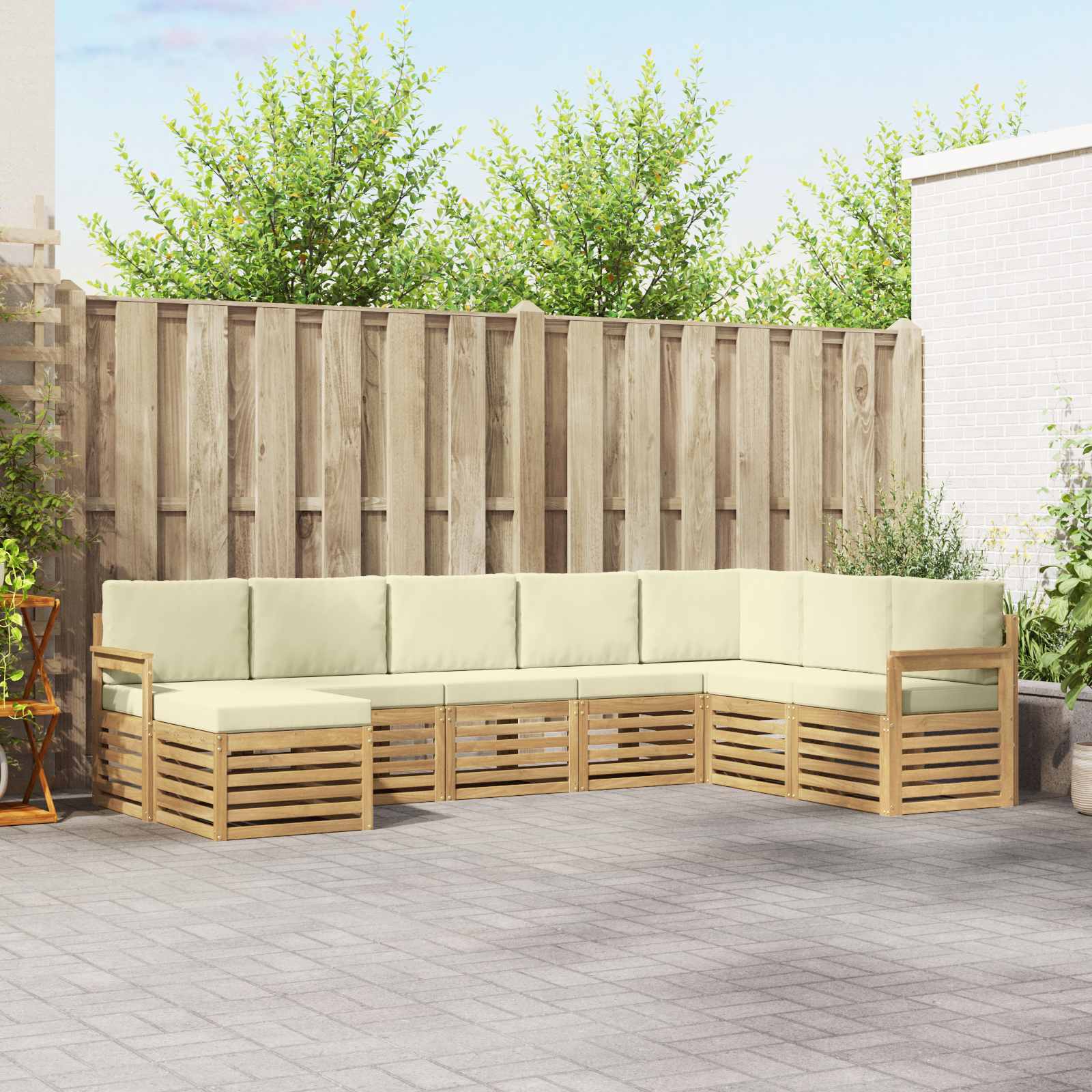 Set vanjskih sofa 8 pcs Bijela i krem 306 x 187,5 x 73 cm