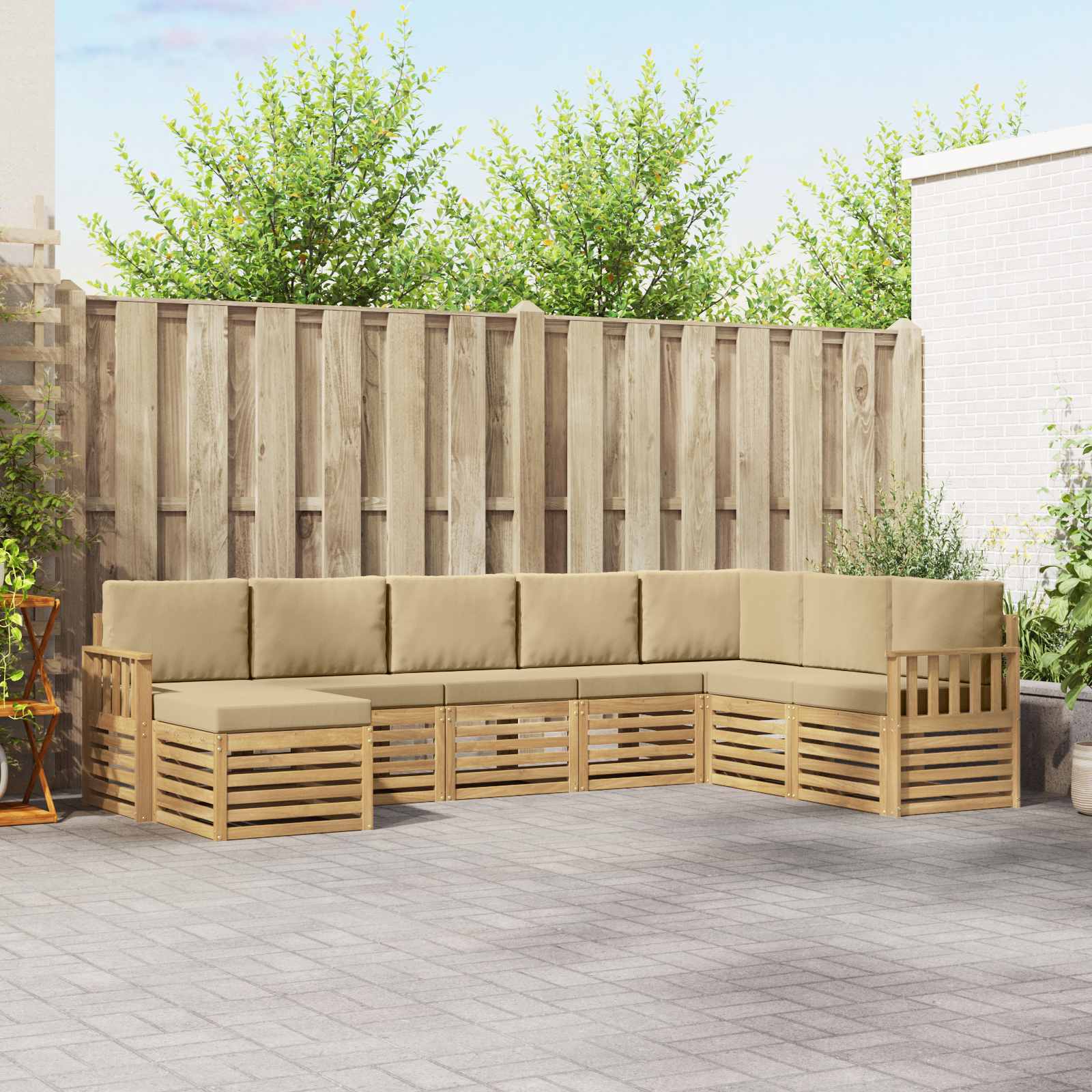 Set vanjskih sofa 6 pcs Bijela i Bež 306 x 128,5 x 73 cm