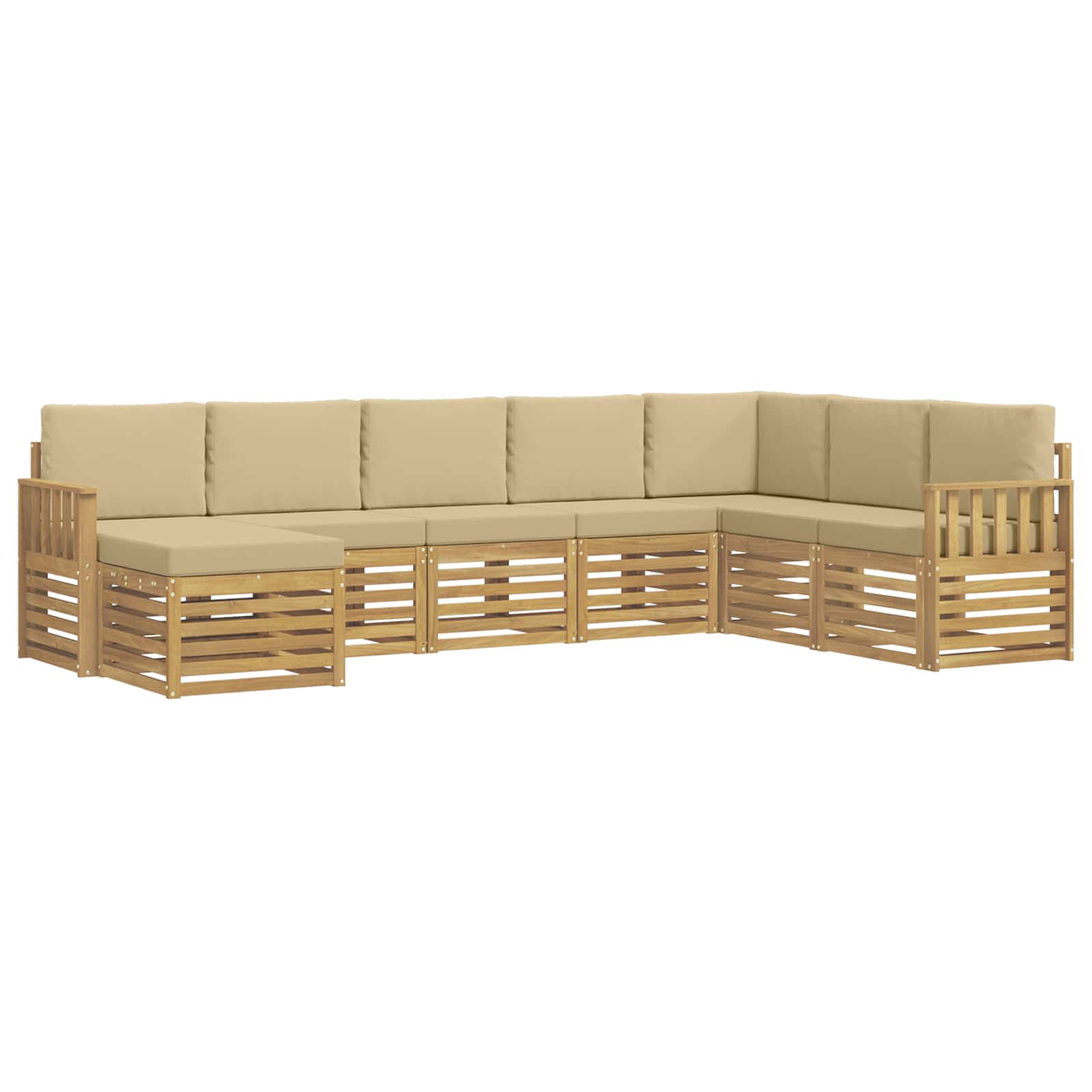 Set vanjskih sofa 6 pcs Bijela i Bež 306 x 128,5 x 73 cm