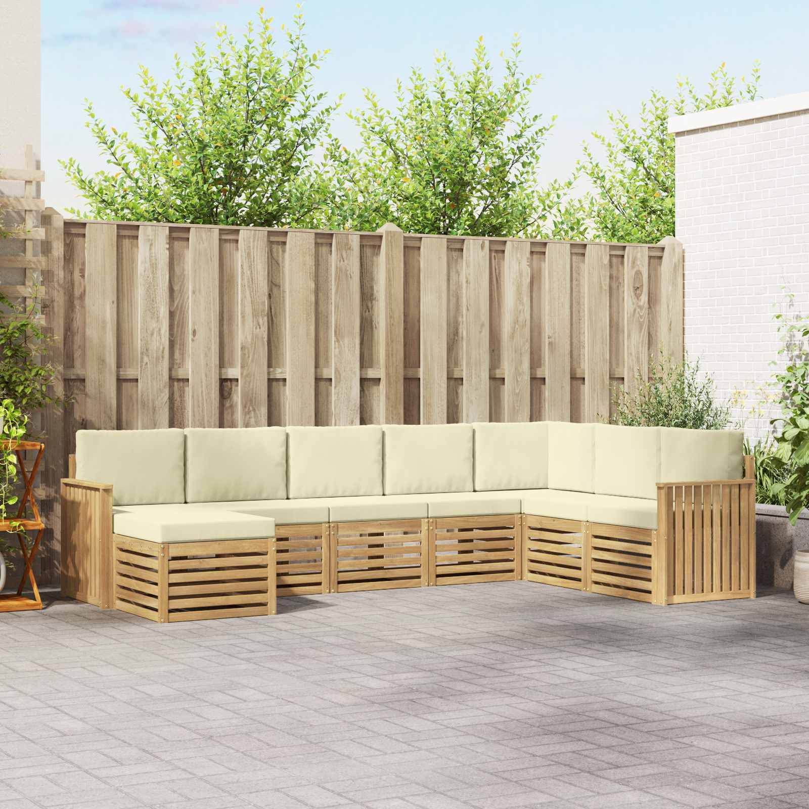 Set vanjskih sofa 8 pcs Bijela i krem 306 x 187,5 x 73 cm