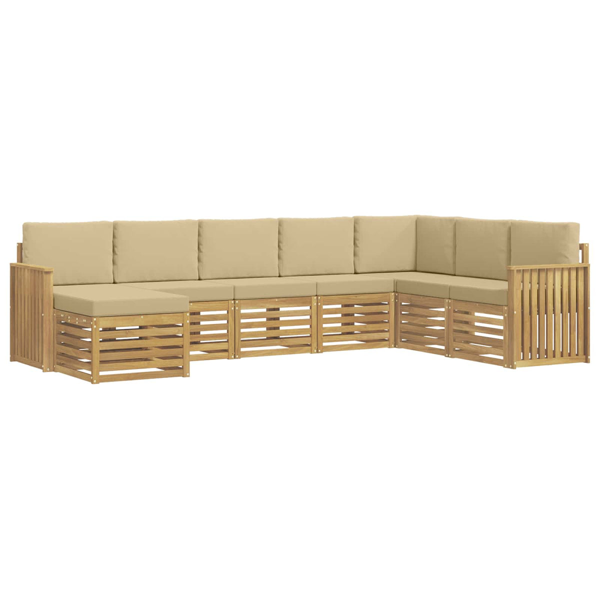 Set vanjskih sofa 8 pcs Bijela i bež 306 x 187,5 x 73 cm