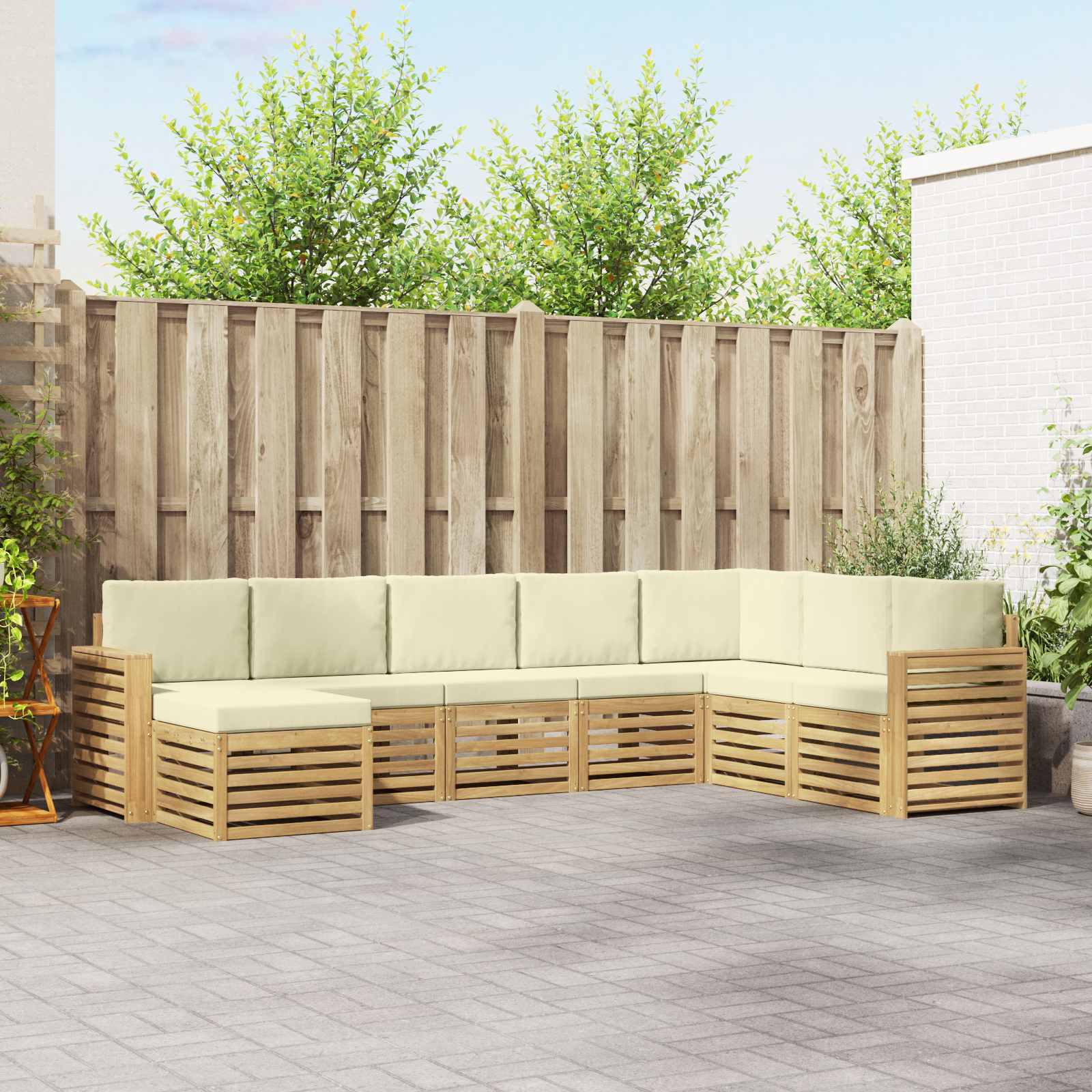 Set vanjskih sofa 8 pcs Bijela i krem 310 x 191,5 x 73 cm
